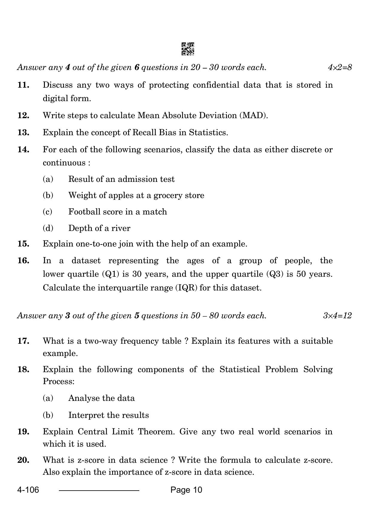 CBSE Class 10 Data Science 2024 Question Paper - Page 10