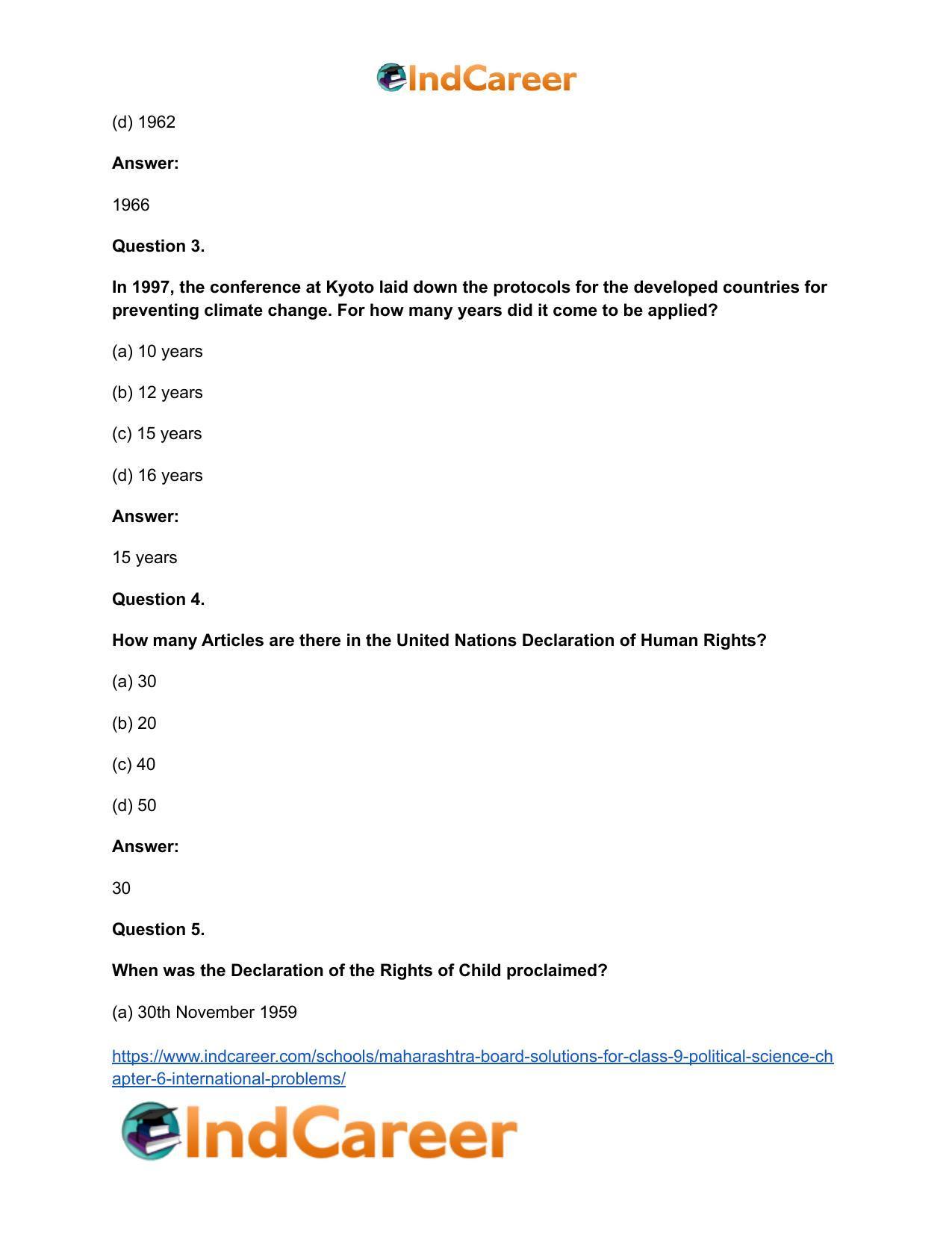 Maharashtra Board Solutions for Class 9- Political Science: Chapter 6- International Problems - Page 11