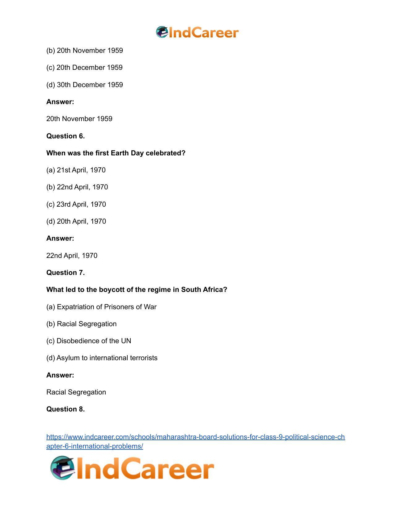Maharashtra Board Solutions for Class 9- Political Science: Chapter 6- International Problems - Page 12