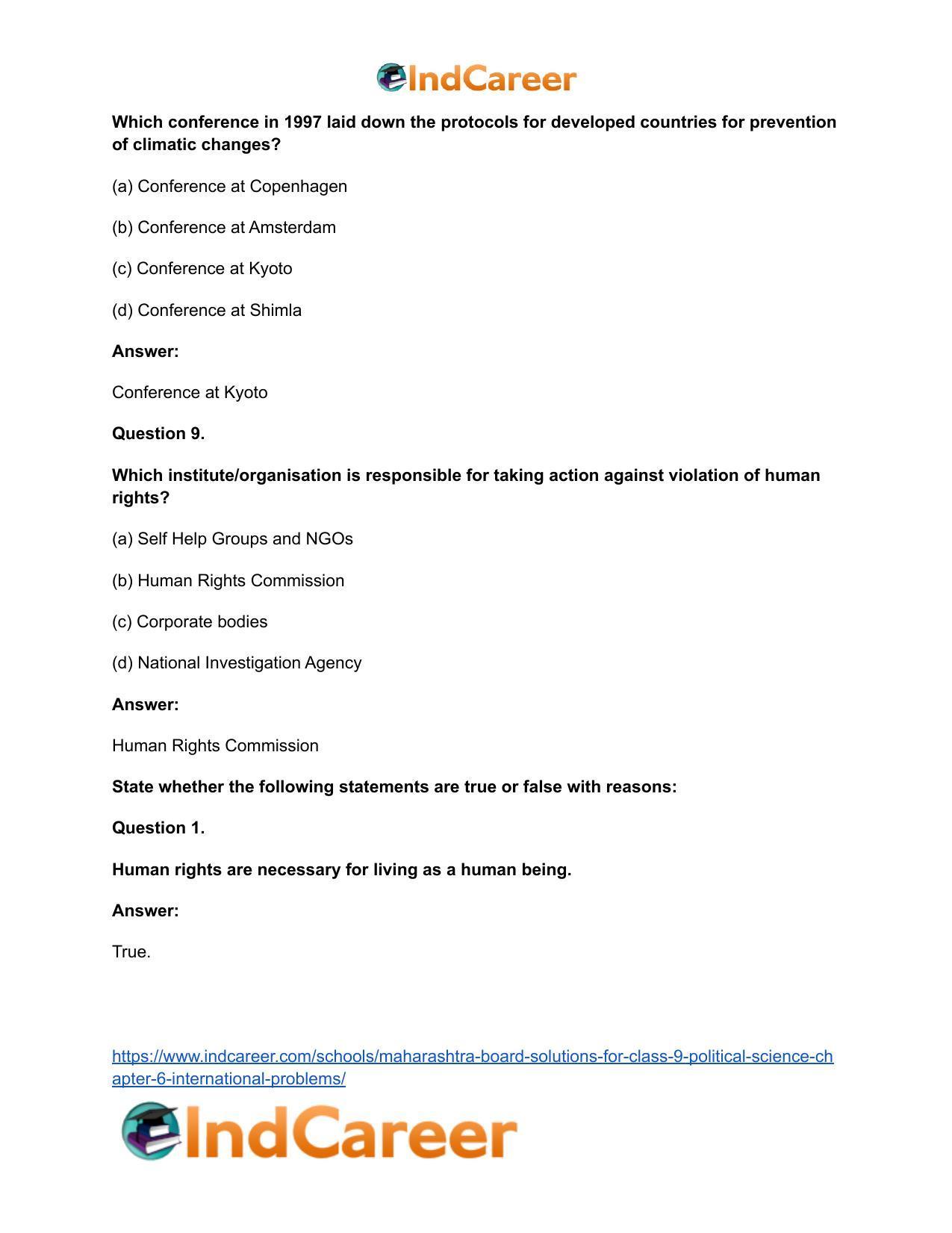 Maharashtra Board Solutions for Class 9- Political Science: Chapter 6- International Problems - Page 13
