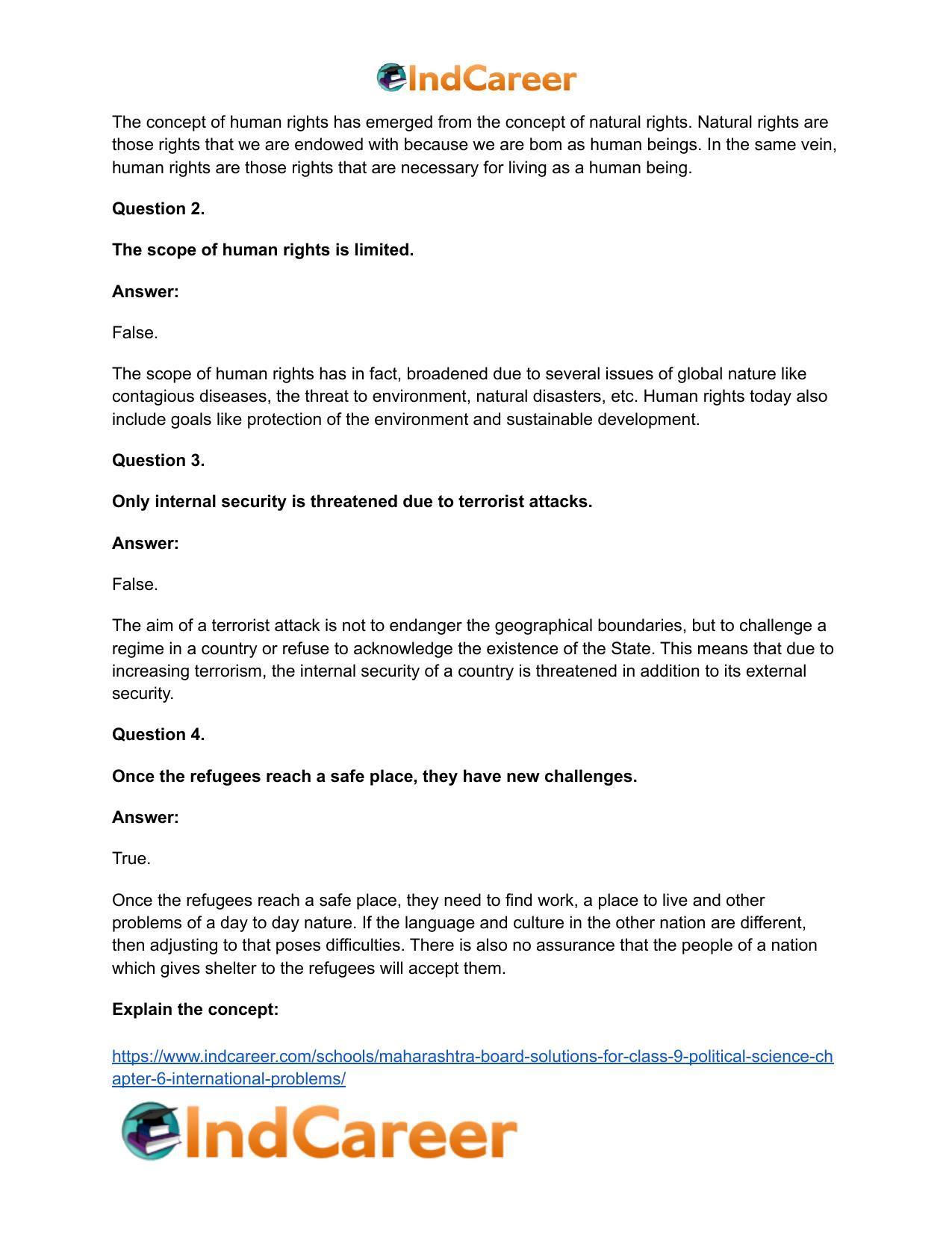 Maharashtra Board Solutions for Class 9- Political Science: Chapter 6- International Problems - Page 14