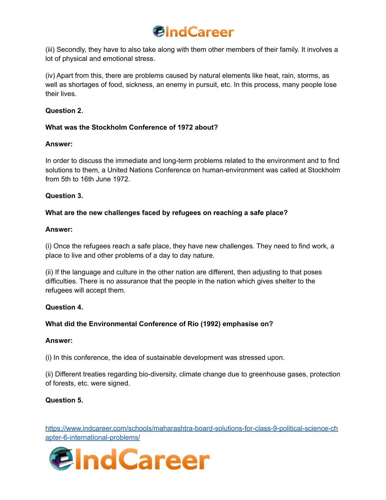 Maharashtra Board Solutions for Class 9- Political Science: Chapter 6- International Problems - Page 19