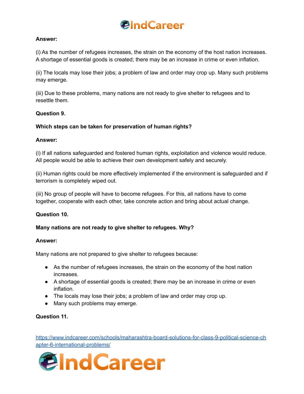 Maharashtra Board Solutions for Class 9- Political Science: Chapter 6- International Problems - Page 21