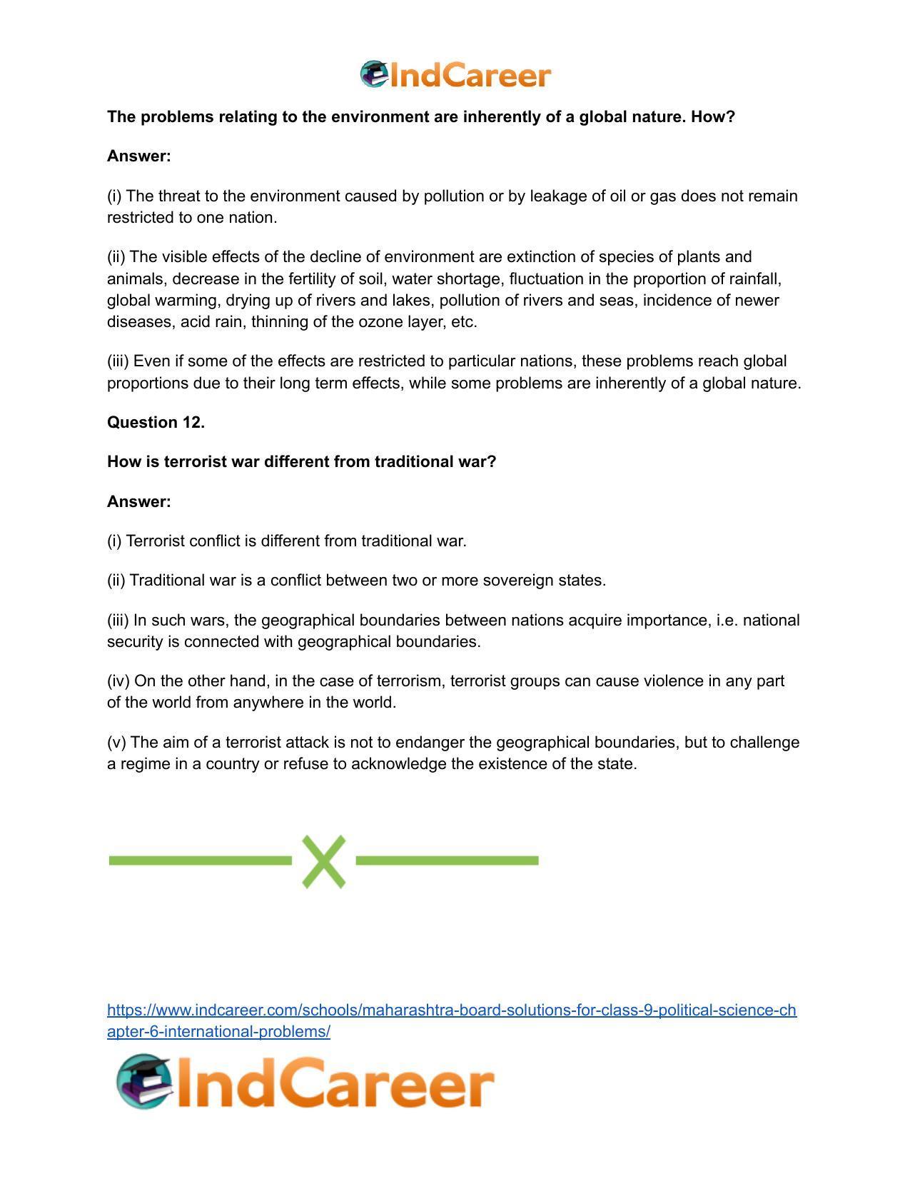 Maharashtra Board Solutions for Class 9- Political Science: Chapter 6- International Problems - Page 22