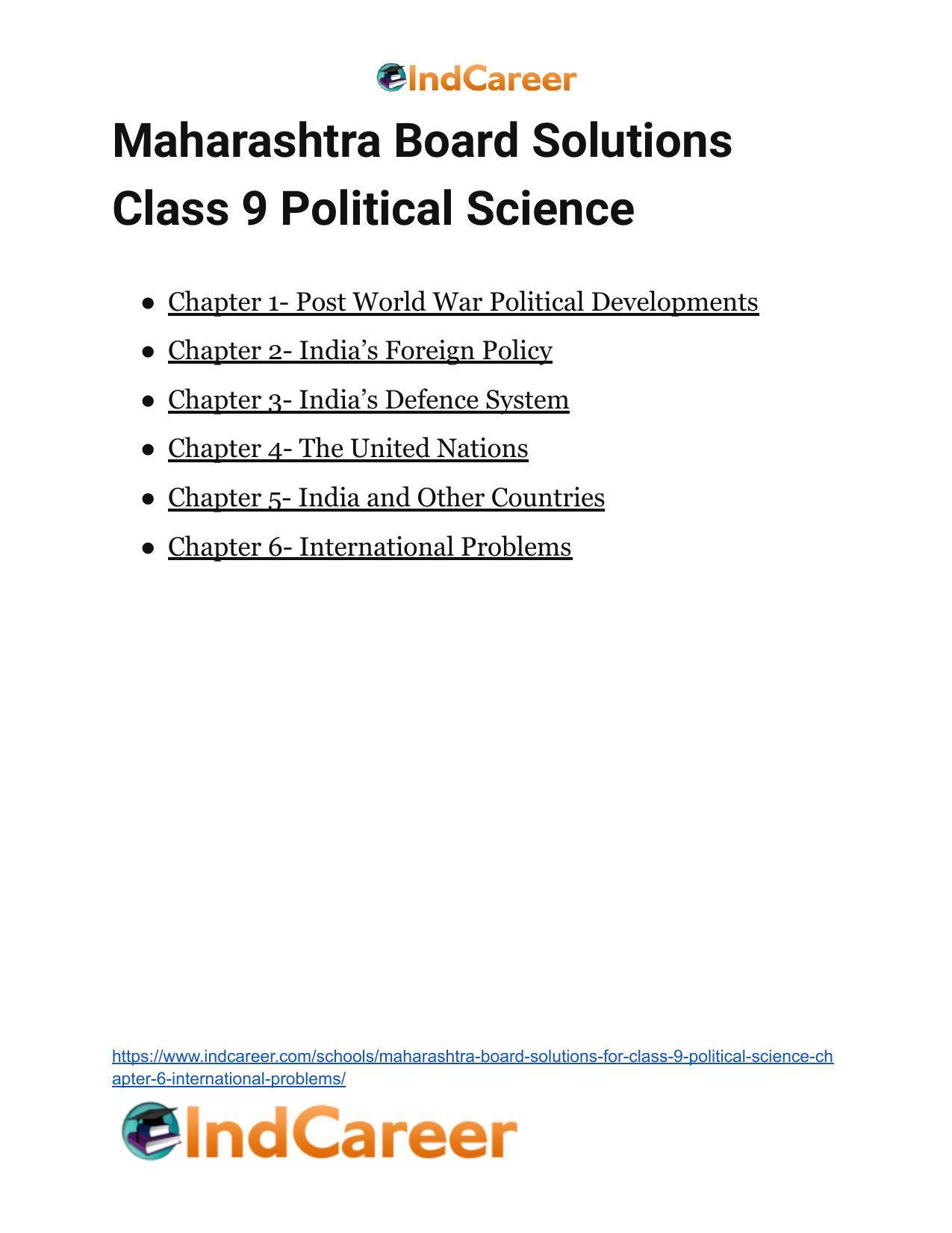Maharashtra Board Solutions for Class 9- Political Science: Chapter 6- International Problems - Page 23