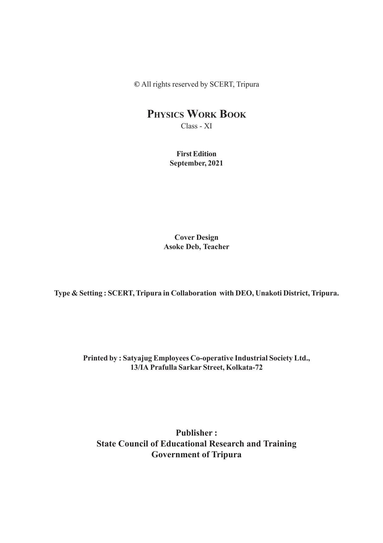 Tripura Board Class 11 Physics English Version Workbooks - Page 2