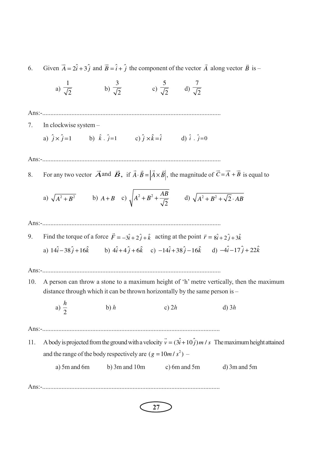 Tripura Board Class 11 Physics English Version Workbooks - Page 33