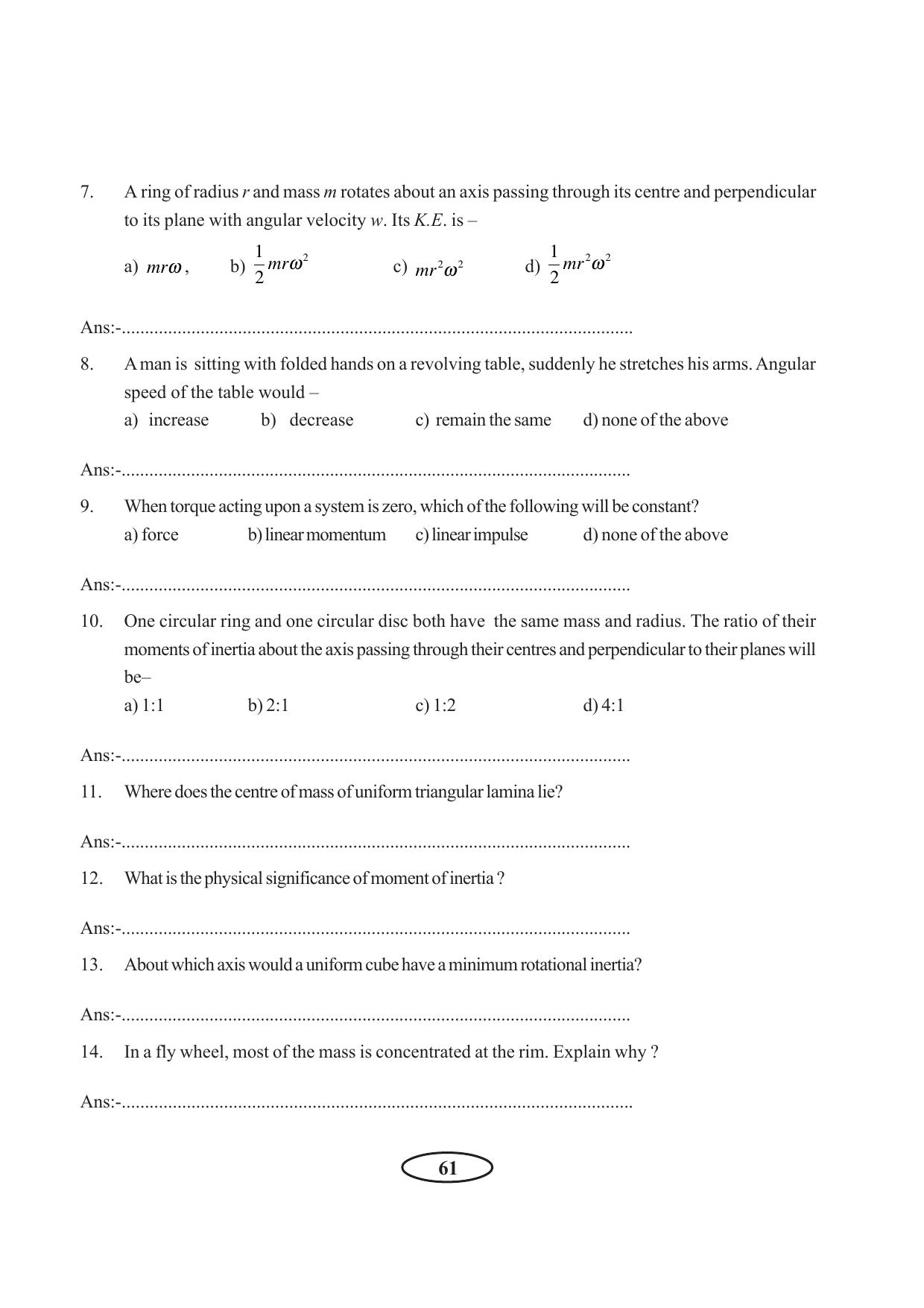 Tripura Board Class 11 Physics English Version Workbooks - Page 67