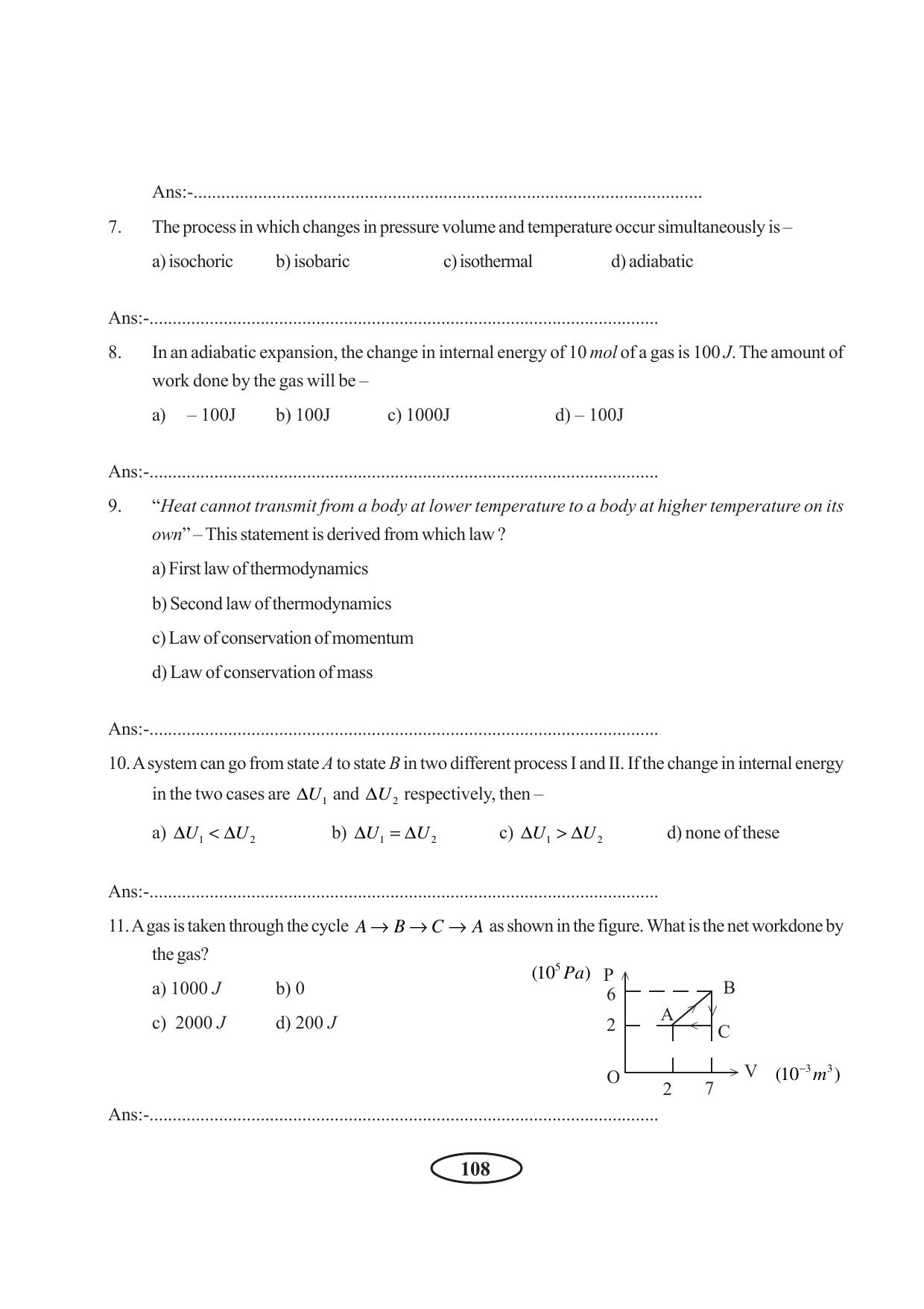 Tripura Board Class 11 Physics English Version Workbooks - Page 114