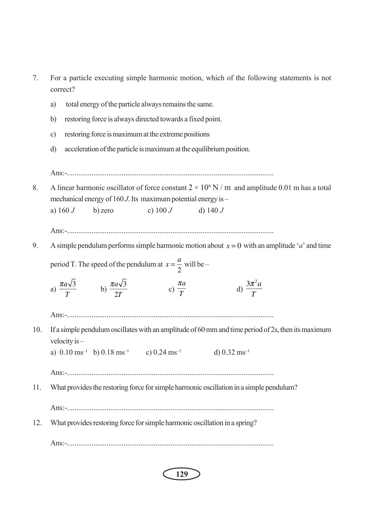 Tripura Board Class 11 Physics English Version Workbooks - Page 135