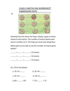 Worksheets for Class 2 Maths Assignment 115 Numbers