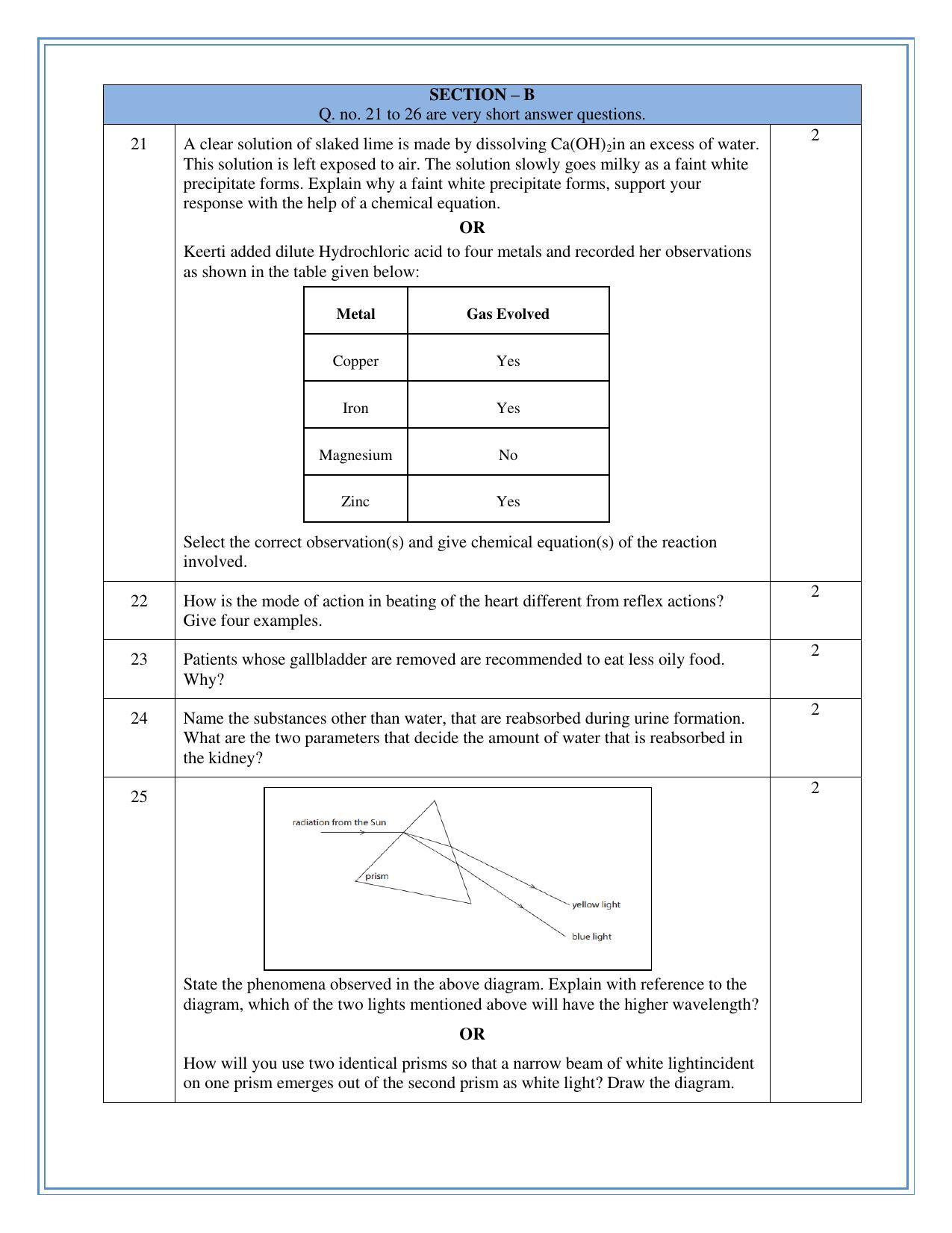 CBSE Class 10 Science Sample Question Paper 2023 - Page 6