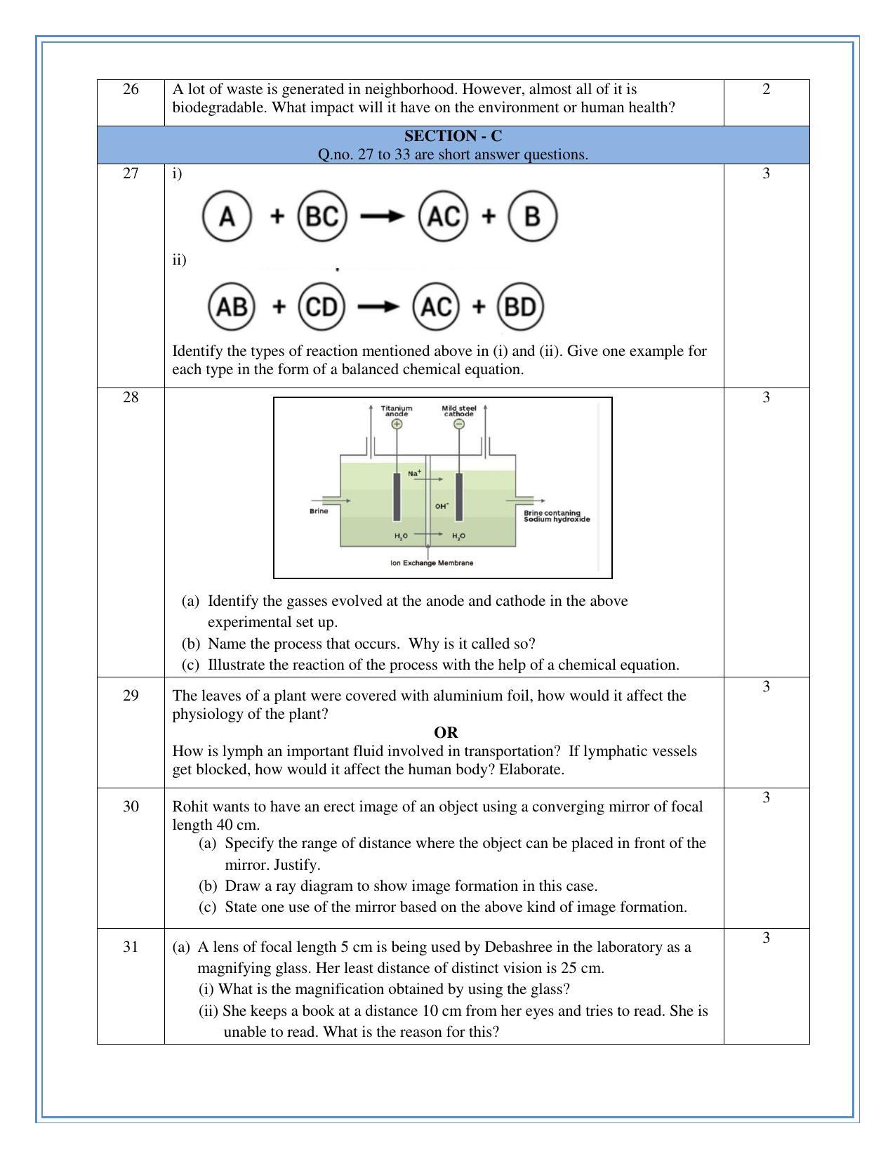 CBSE Class 10 Science Sample Question Paper 2023 - Page 7