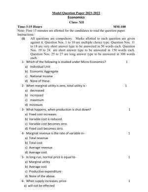 UP Board Class 12 Economics Model Papers 2023