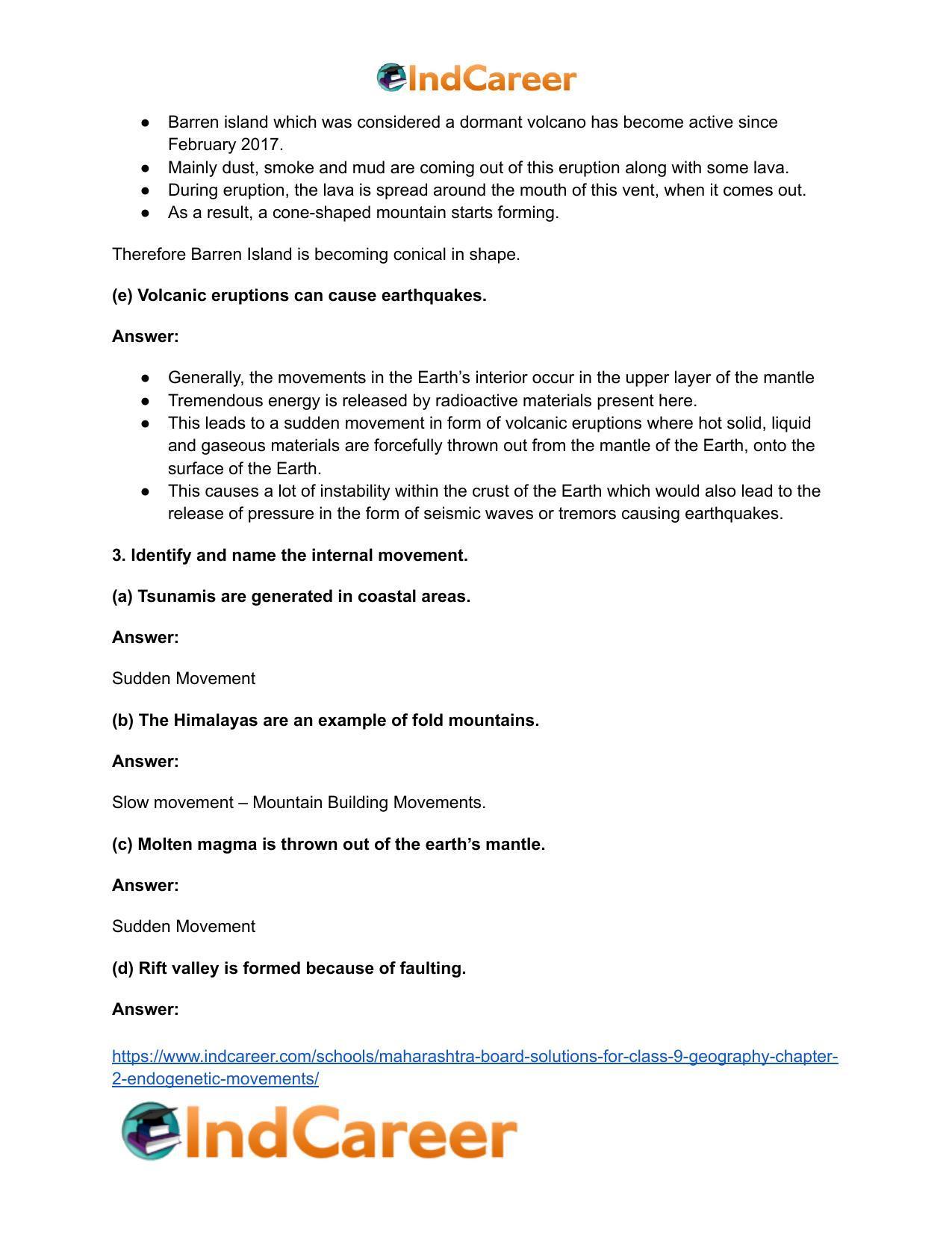 Maharashtra Board Solutions for Class 9- Geography: Chapter 2- Endogenetic Movements - Page 5