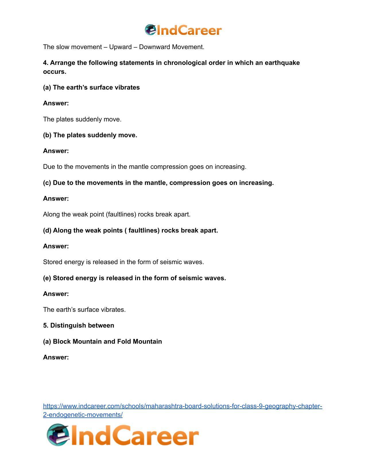 Maharashtra Board Solutions for Class 9- Geography: Chapter 2- Endogenetic Movements - Page 6