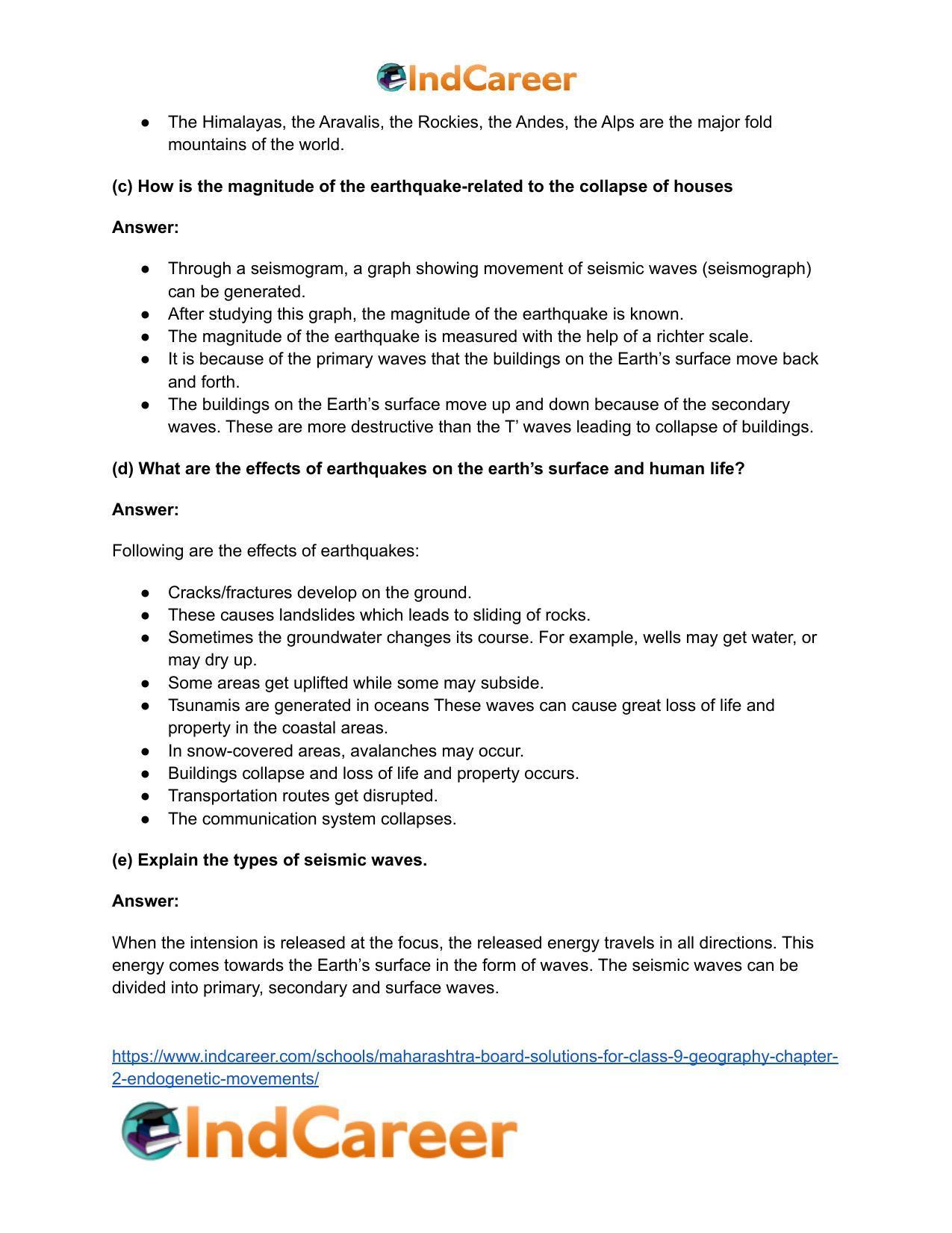 Maharashtra Board Solutions for Class 9- Geography: Chapter 2- Endogenetic Movements - Page 9