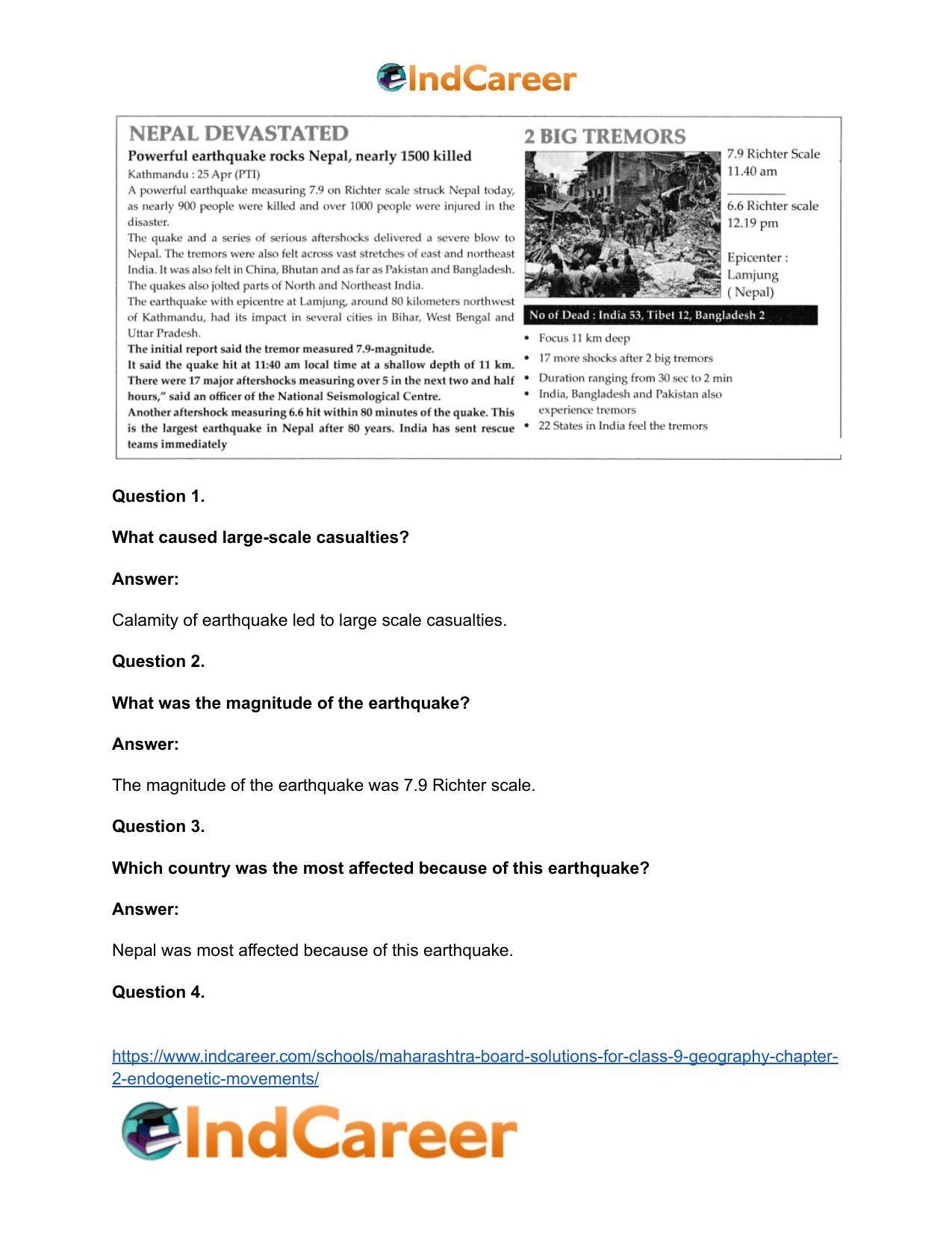 Maharashtra Board Solutions for Class 9- Geography: Chapter 2- Endogenetic Movements - Page 13