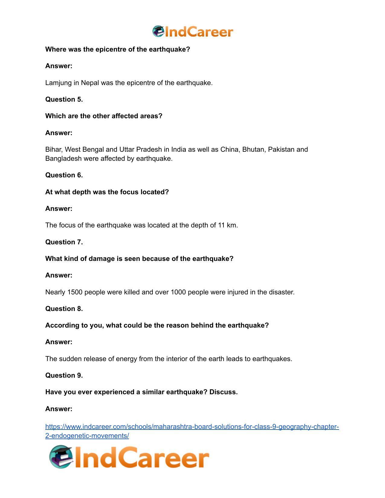 Maharashtra Board Solutions for Class 9- Geography: Chapter 2- Endogenetic Movements - Page 14