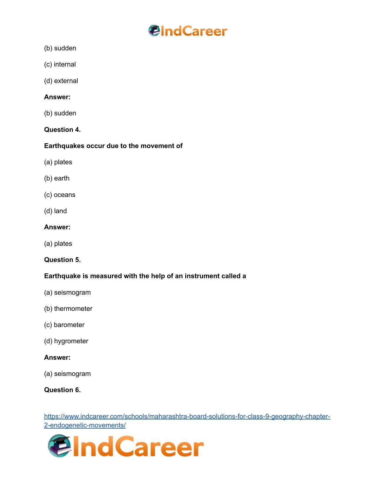Maharashtra Board Solutions for Class 9- Geography: Chapter 2- Endogenetic Movements - Page 16