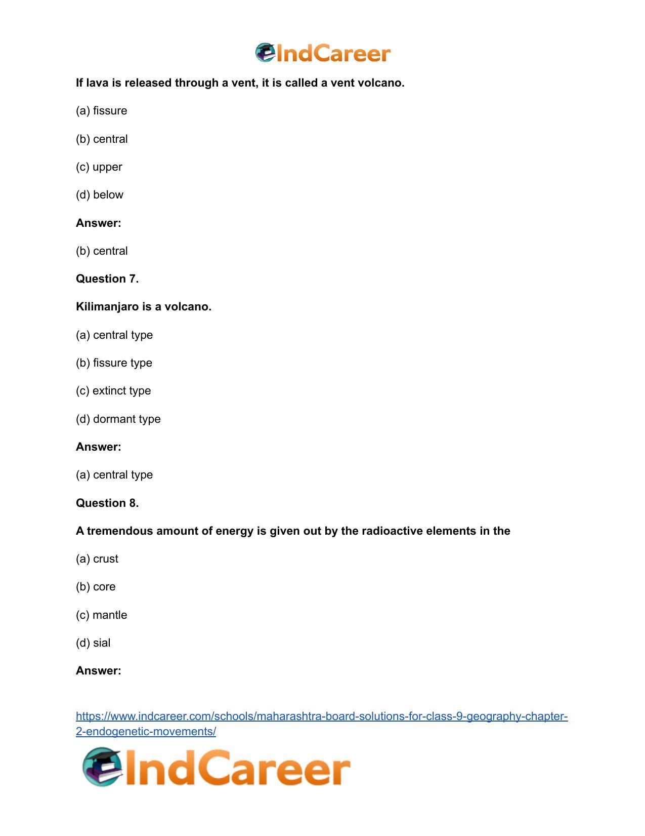 Maharashtra Board Solutions for Class 9- Geography: Chapter 2- Endogenetic Movements - Page 17