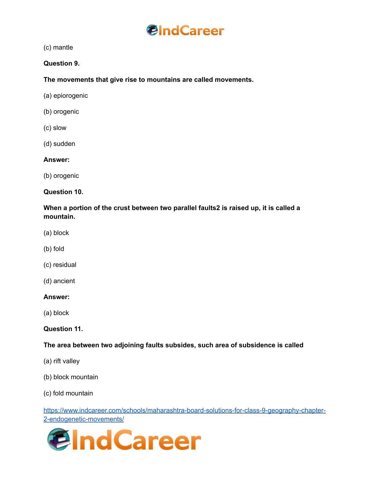 Maharashtra Board Solutions for Class 9- Geography: Chapter 2- Endogenetic Movements - Page 18