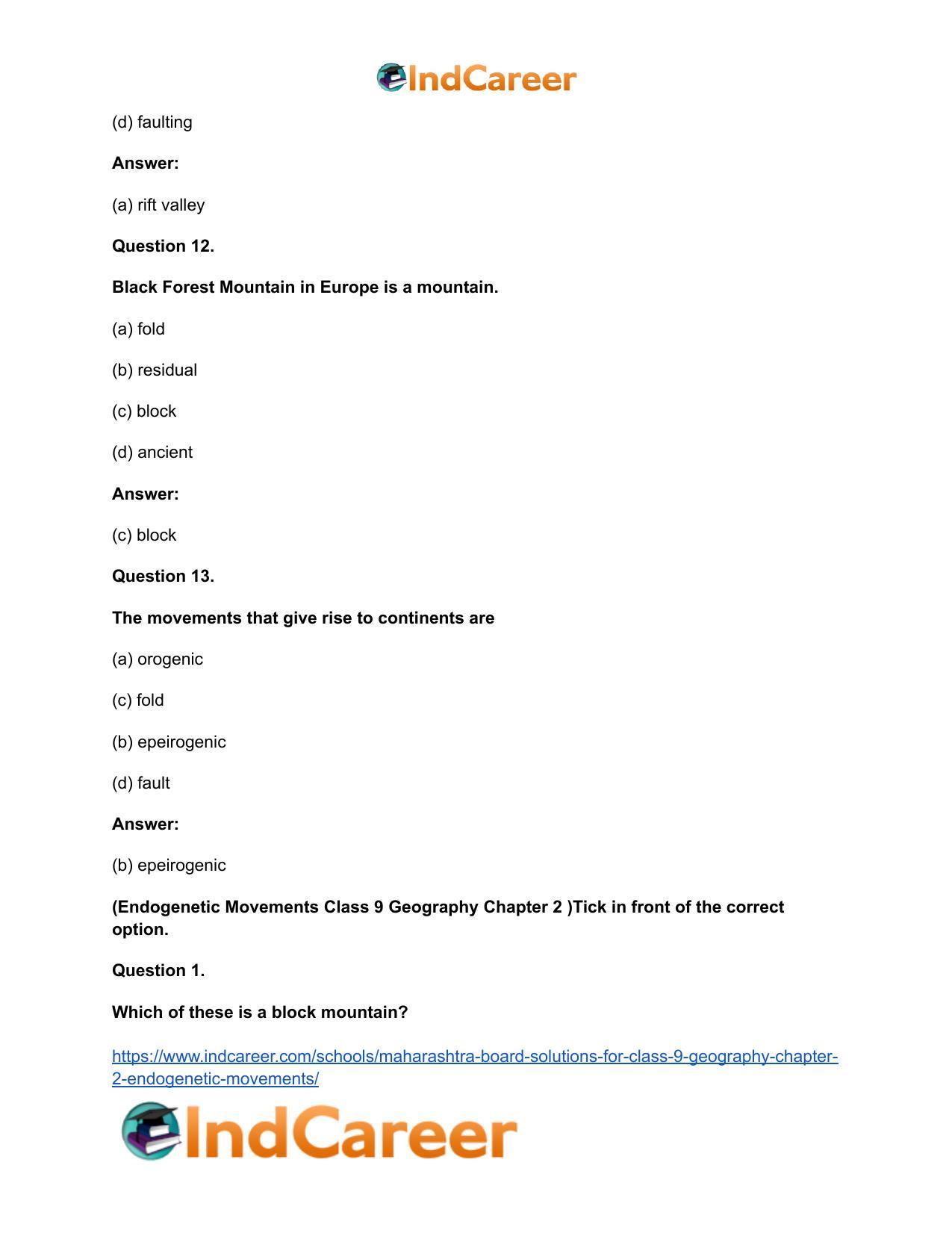 Maharashtra Board Solutions for Class 9- Geography: Chapter 2- Endogenetic Movements - Page 19