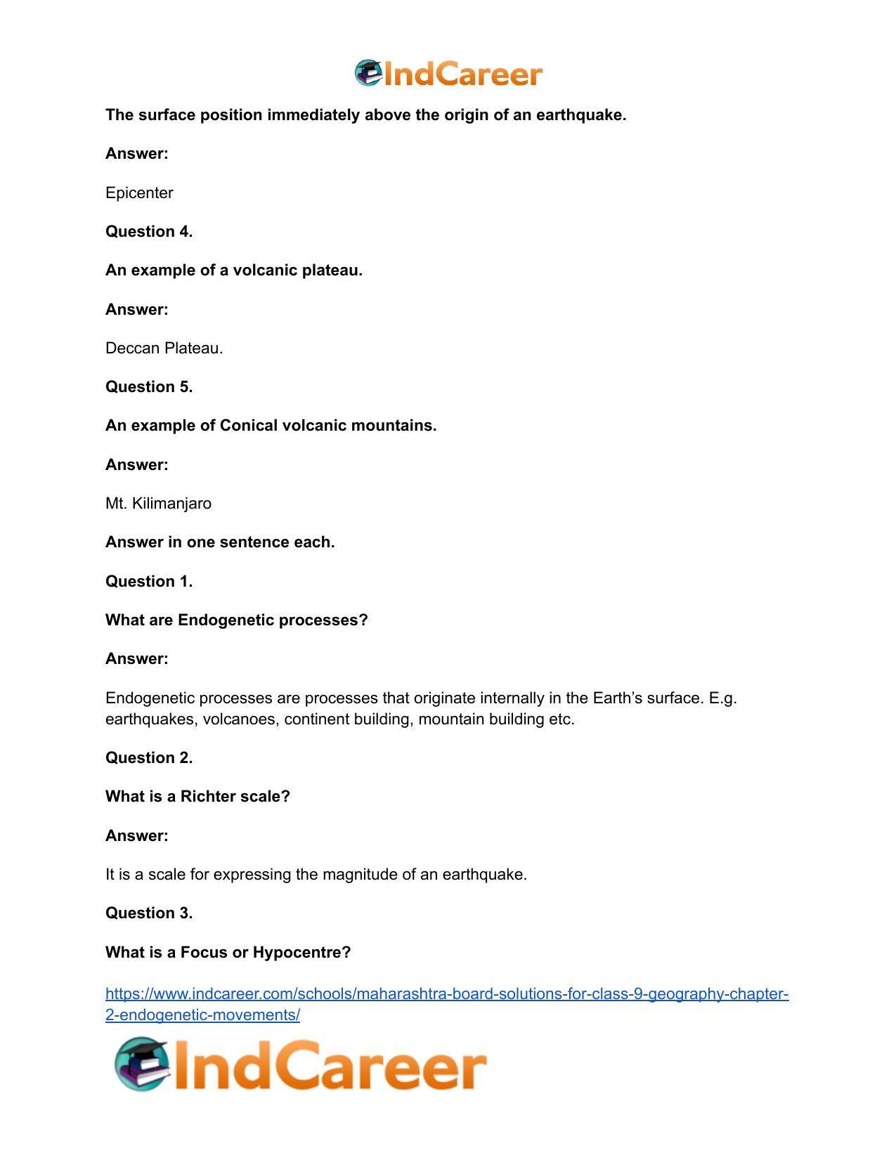Maharashtra Board Solutions for Class 9- Geography: Chapter 2- Endogenetic Movements - Page 21