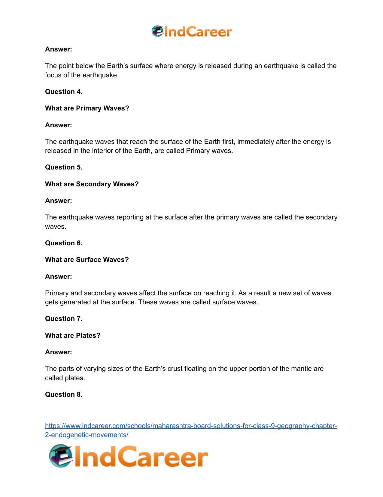 Maharashtra Board Solutions for Class 9- Geography: Chapter 2- Endogenetic Movements - Page 22