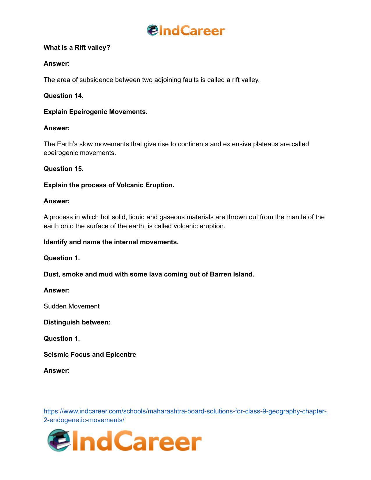 Maharashtra Board Solutions for Class 9- Geography: Chapter 2- Endogenetic Movements - Page 24