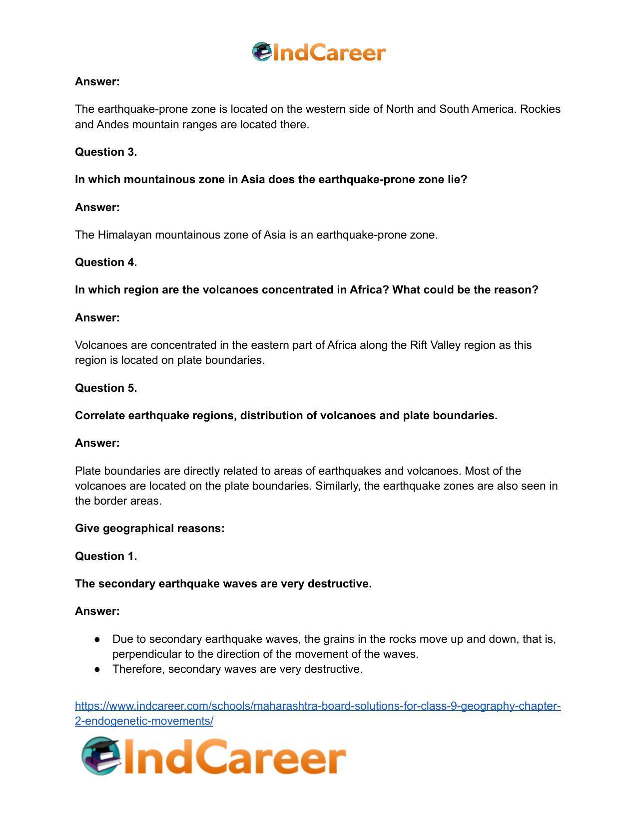 Maharashtra Board Solutions for Class 9- Geography: Chapter 2- Endogenetic Movements - Page 28