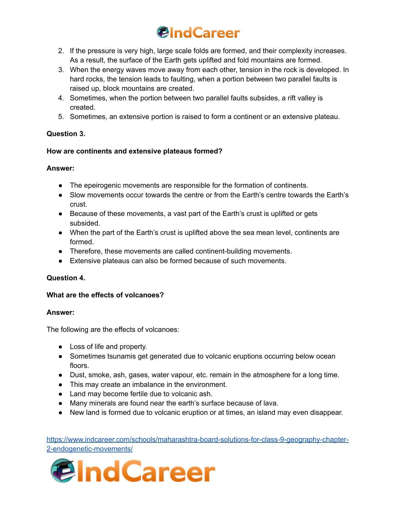 Maharashtra Board Solutions for Class 9- Geography: Chapter 2- Endogenetic Movements - Page 30