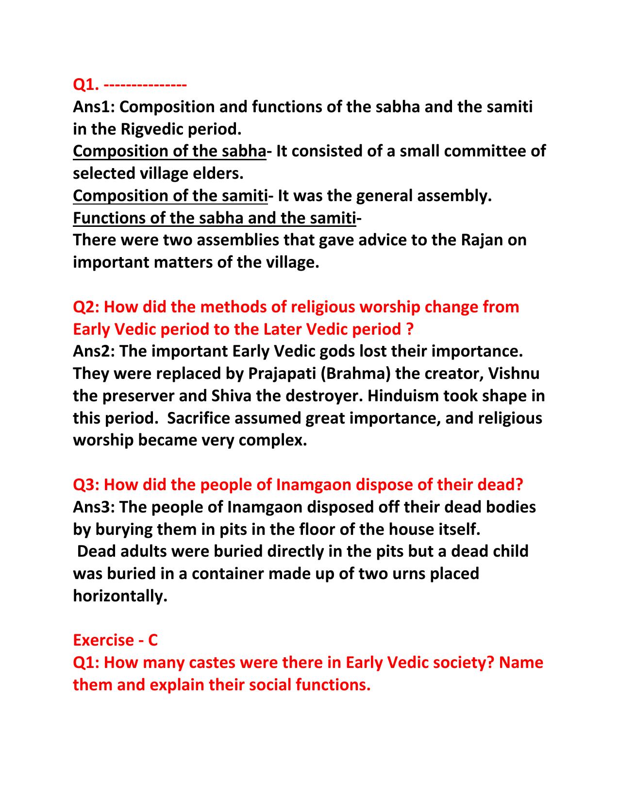 CBSE Worksheets for Class 6 Social Science The Vedic Age Assignment - Page 2