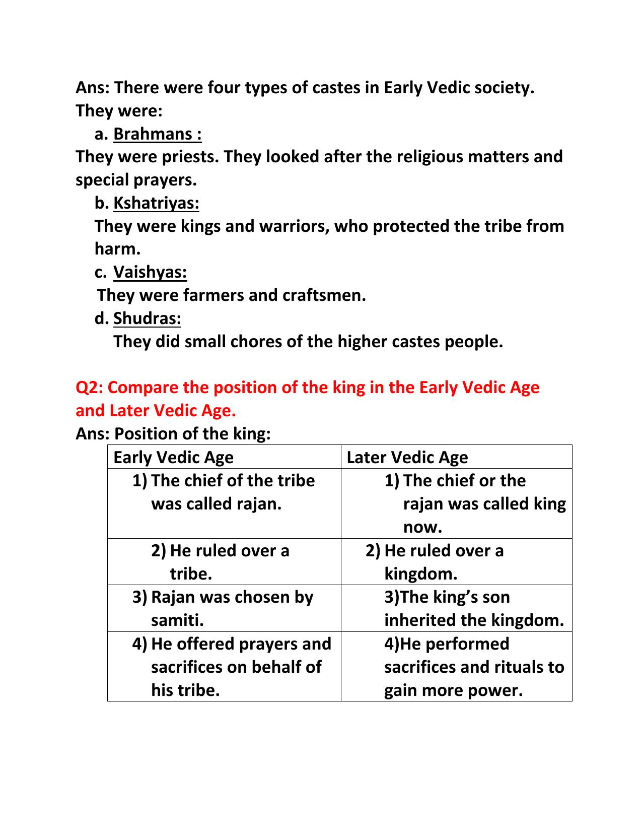 CBSE Worksheets for Class 6 Social Science The Vedic Age Assignment - Page 3