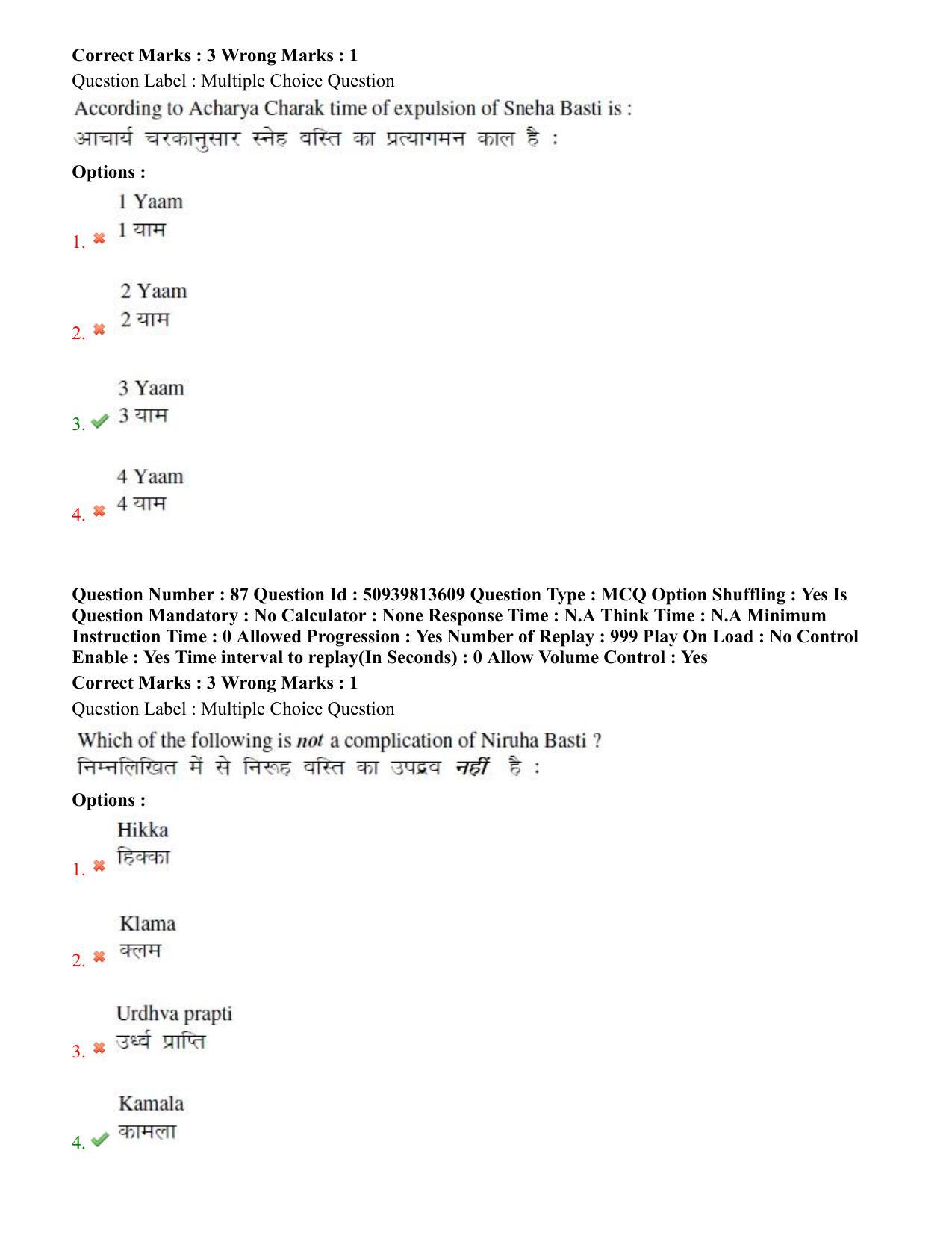 BHU RET Panchakarma 2020 Question Paper - Page 54