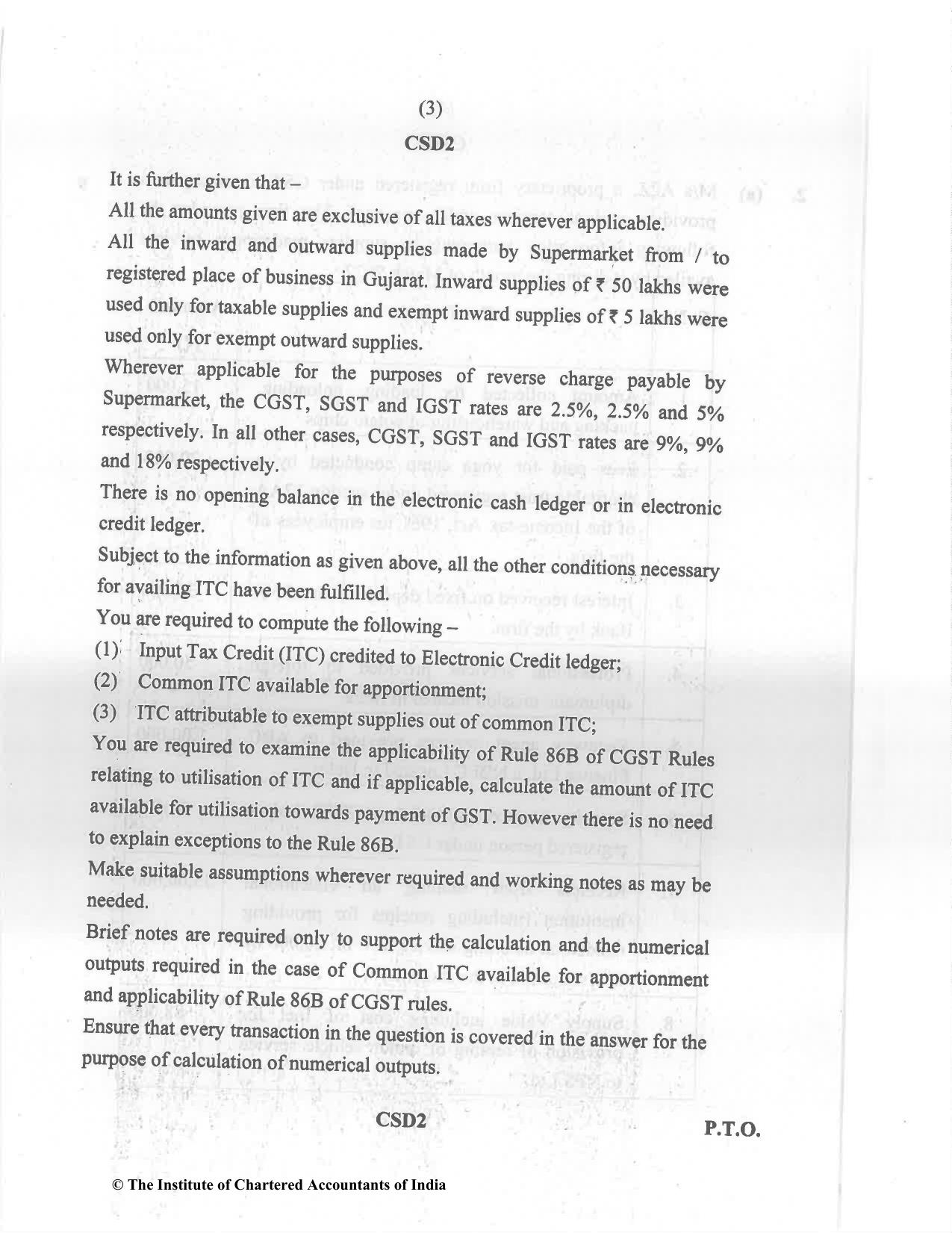 CA Final May 2022 Question Paper - Paper 8 – Indirect Tax Laws - Page 3