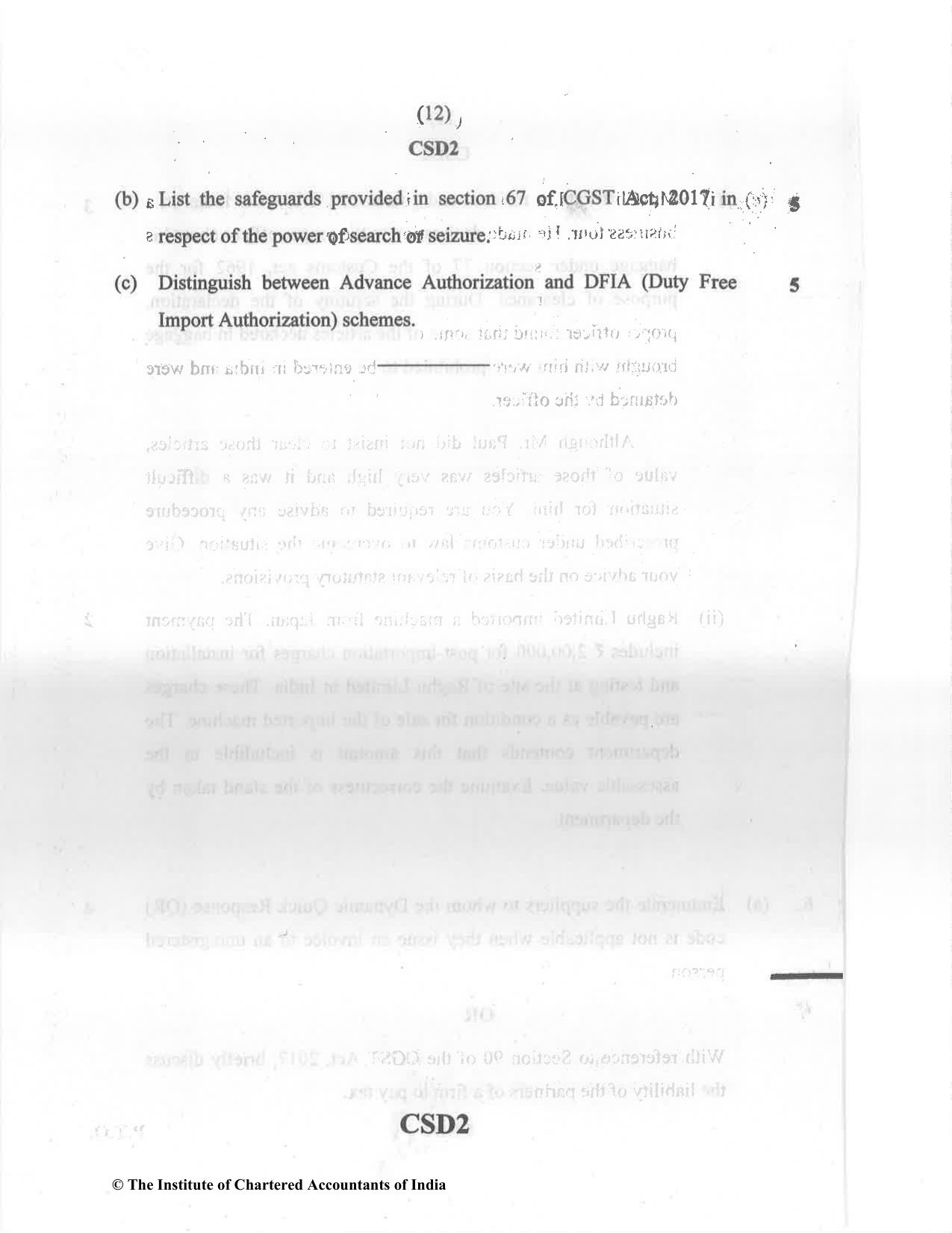 CA Final May 2022 Question Paper - Paper 8 – Indirect Tax Laws - Page 12