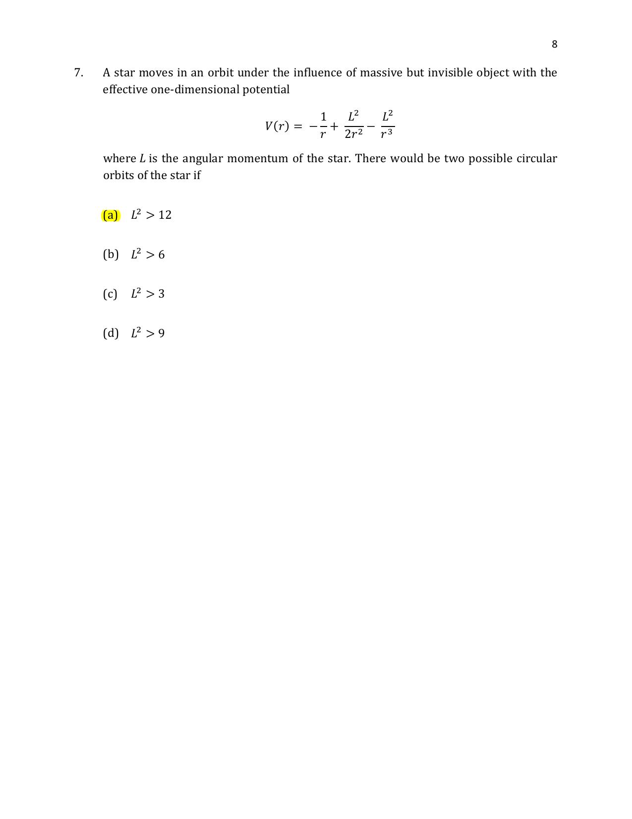 TIFR GS 2021 Physics Question Paper - Page 9