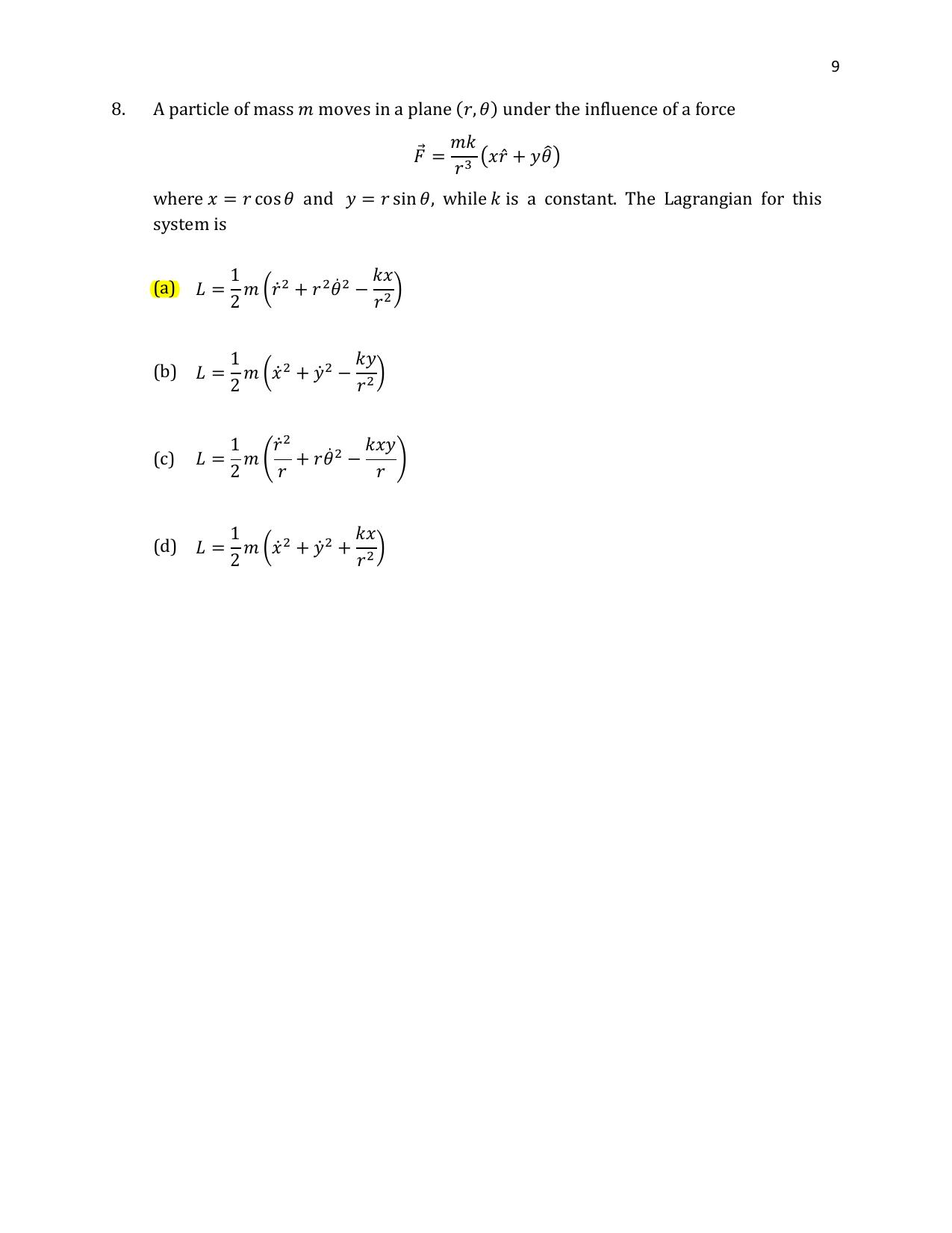 TIFR GS 2021 Physics Question Paper - Page 10