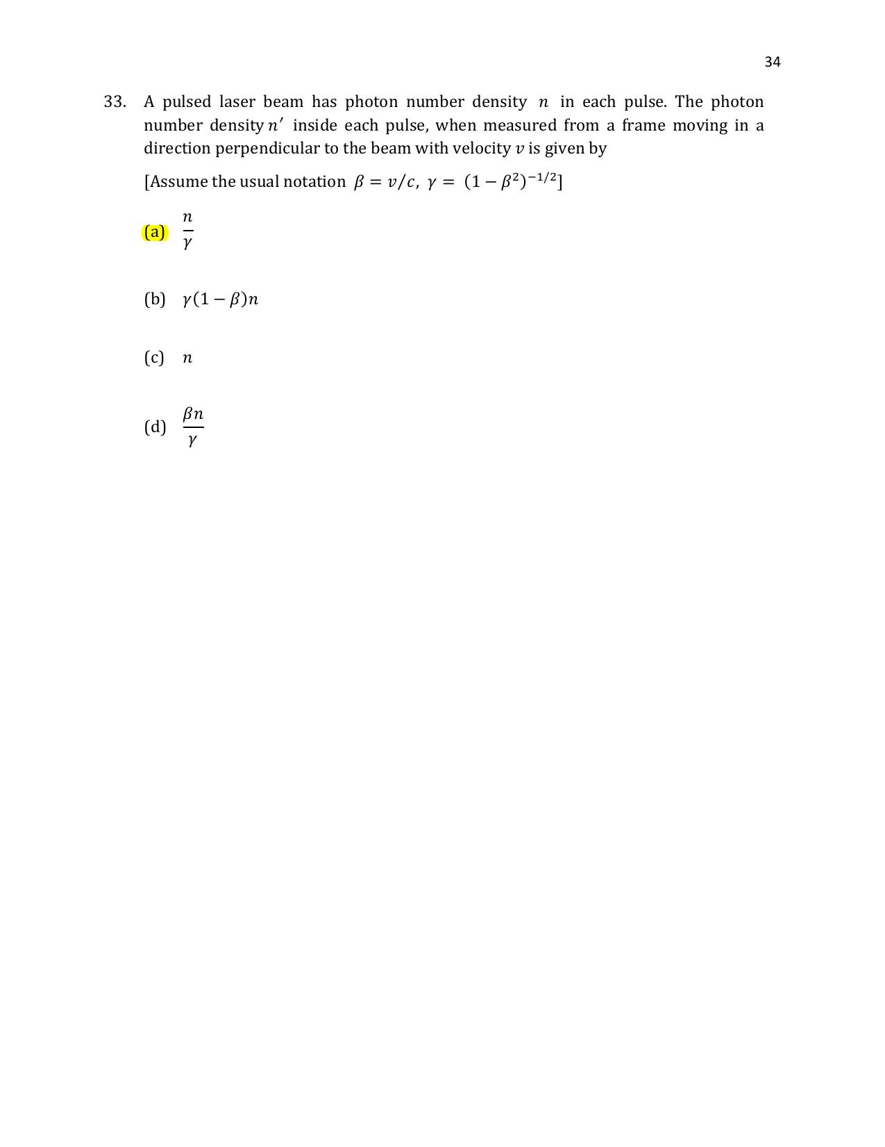 TIFR GS 2021 Physics Question Paper - Page 35