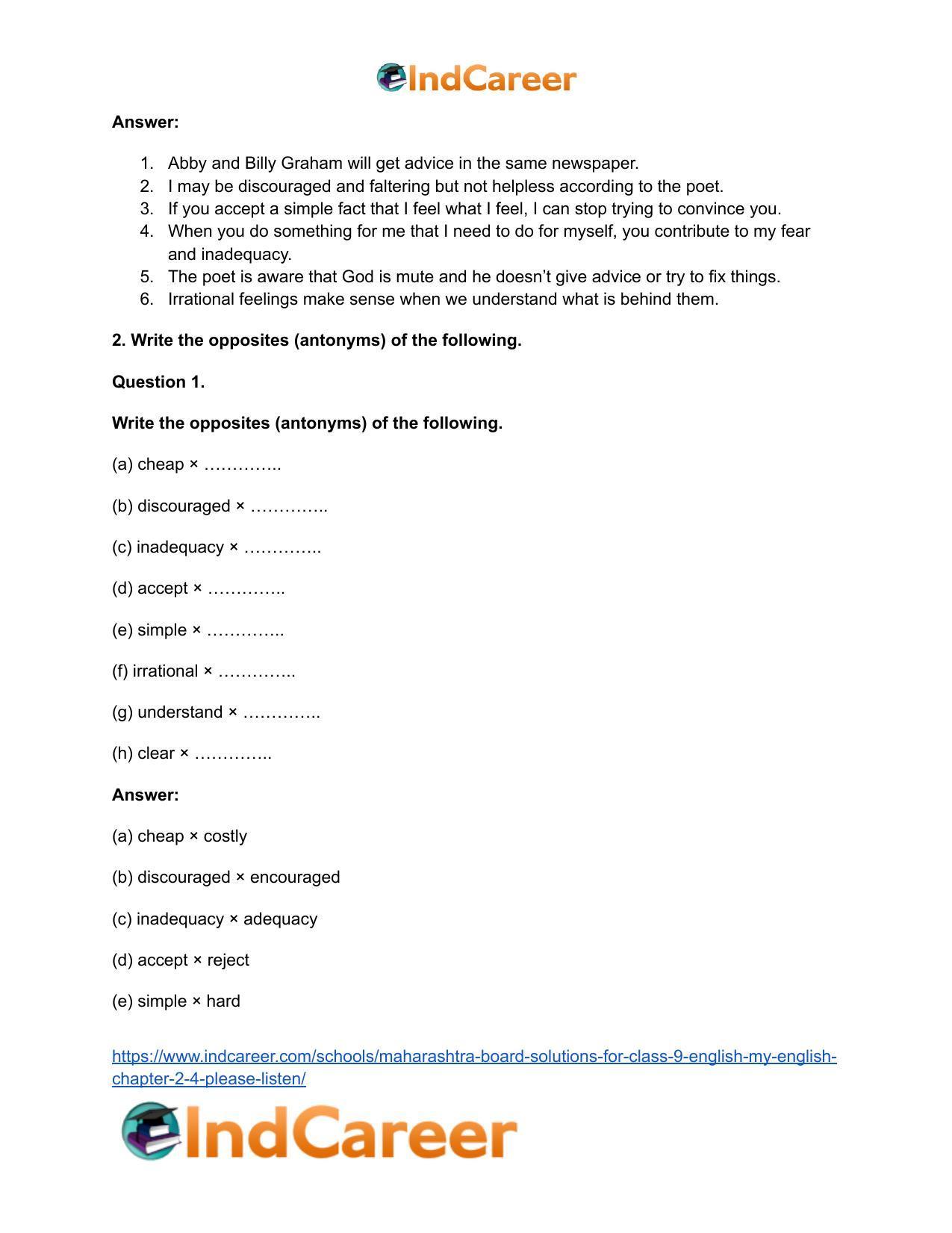 Maharashtra Board Solutions for Class 9- English (My English): Chapter 2.4- Please Listen! - Page 5