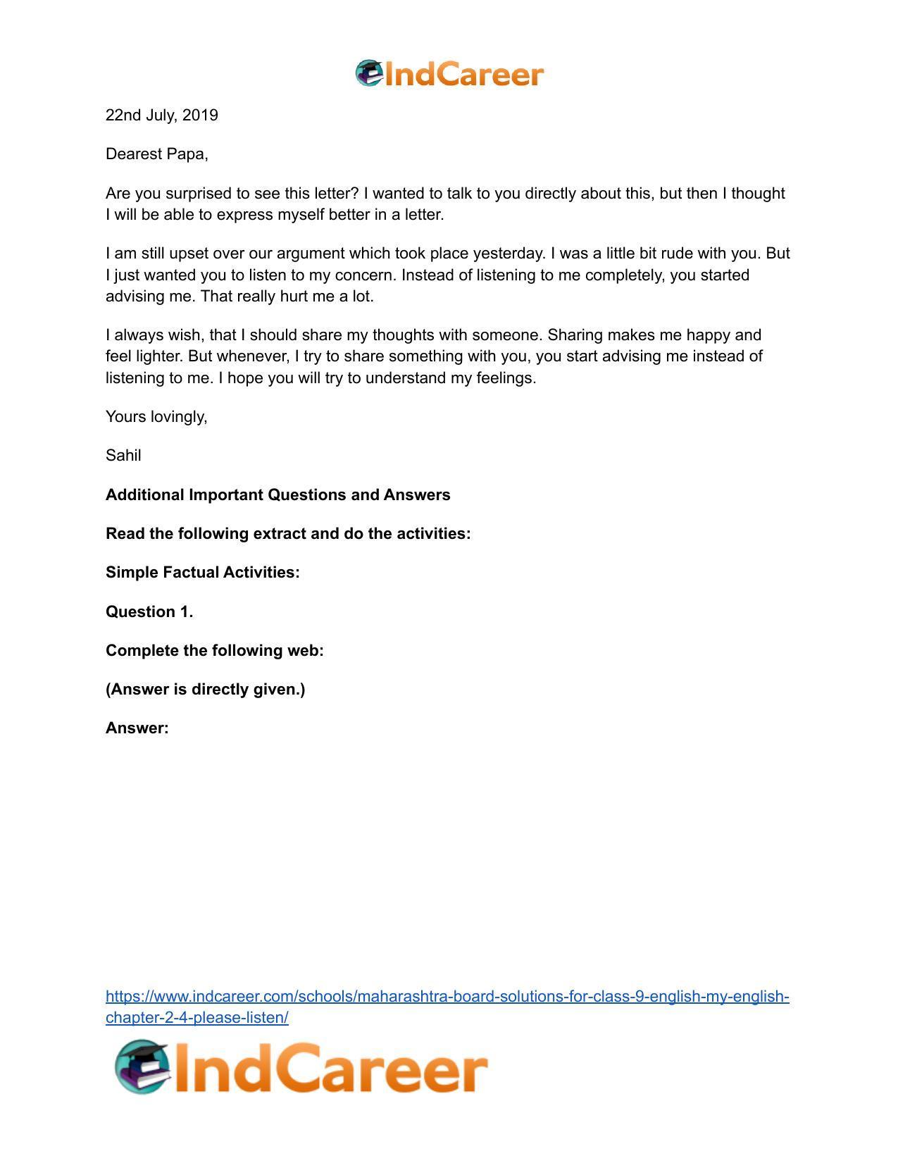 Maharashtra Board Solutions for Class 9- English (My English): Chapter 2.4- Please Listen! - Page 10