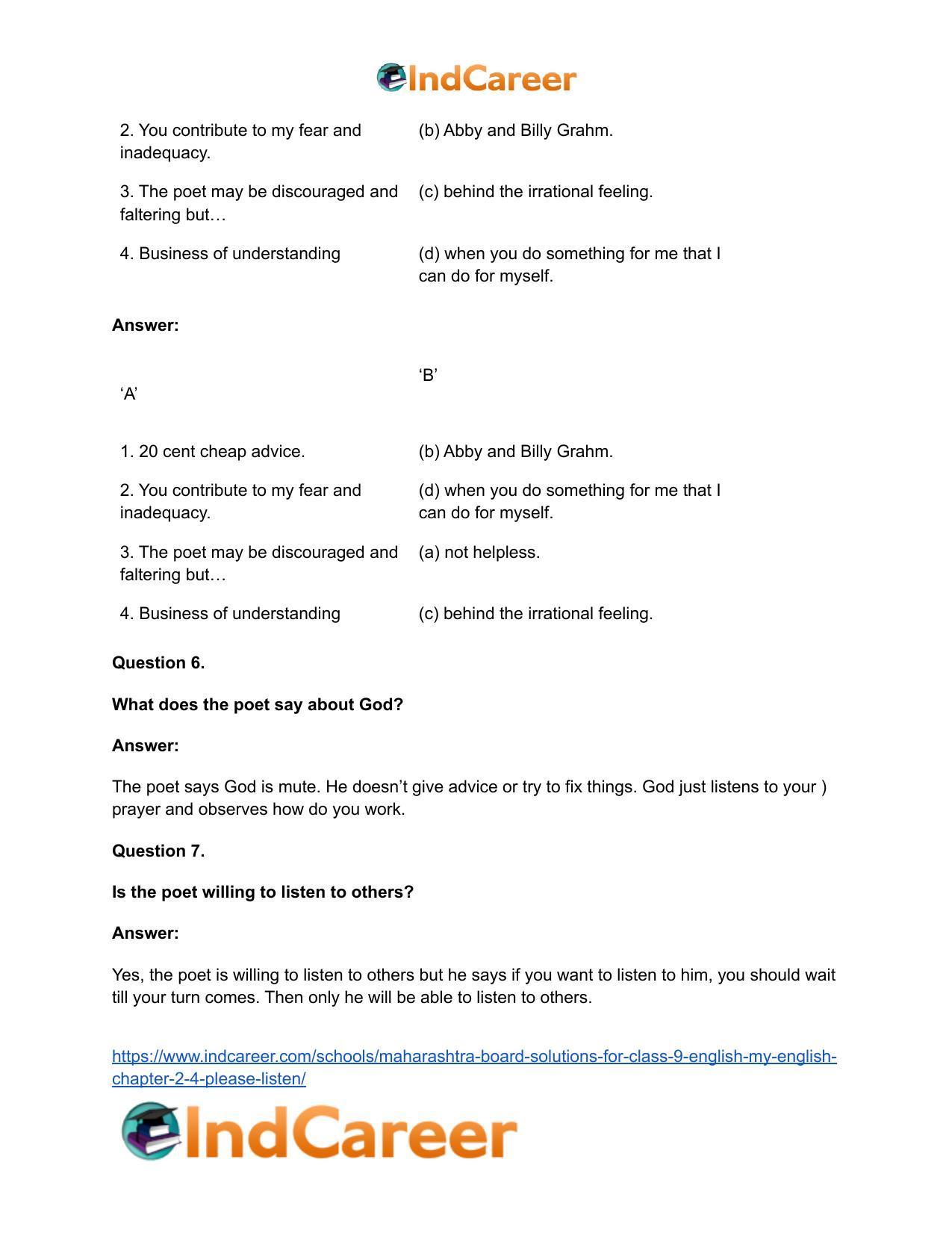 Maharashtra Board Solutions for Class 9- English (My English): Chapter 2.4- Please Listen! - Page 13