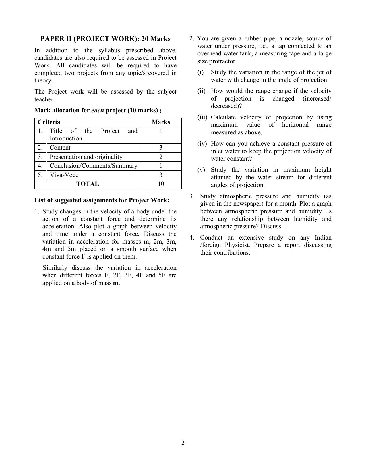 ISC Class XI & XII Engineering Science 2025 Syllabus - Page 2