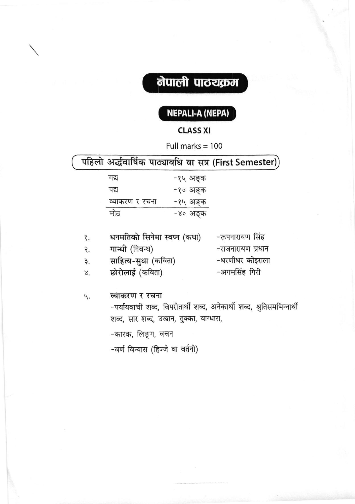WBCHSE Class 11 & 12 Syllabus for Nepali-B (NEPB) (Language) - Page 2
