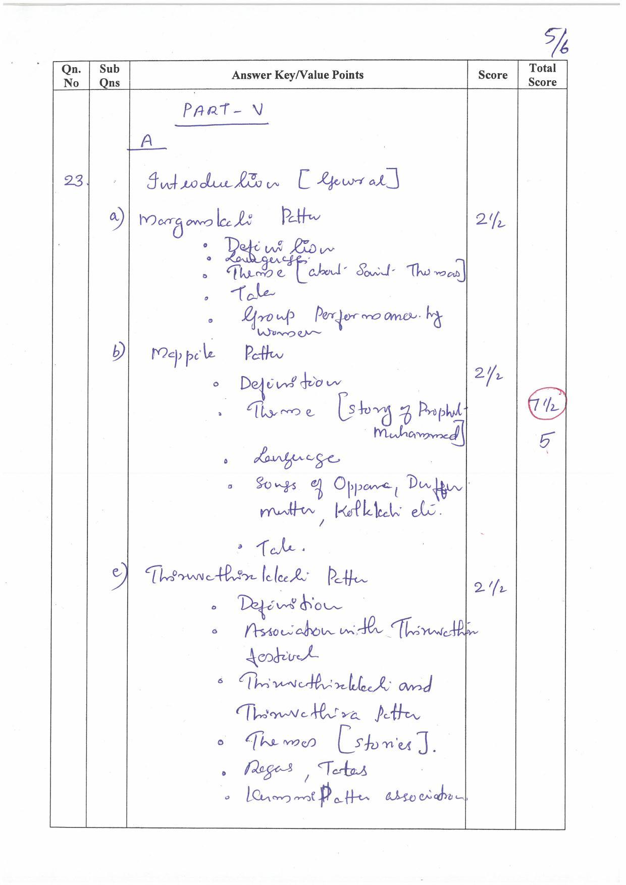 Kerala Plus Two (Class 12th)  Answer Key 2022 - Music - Page 5
