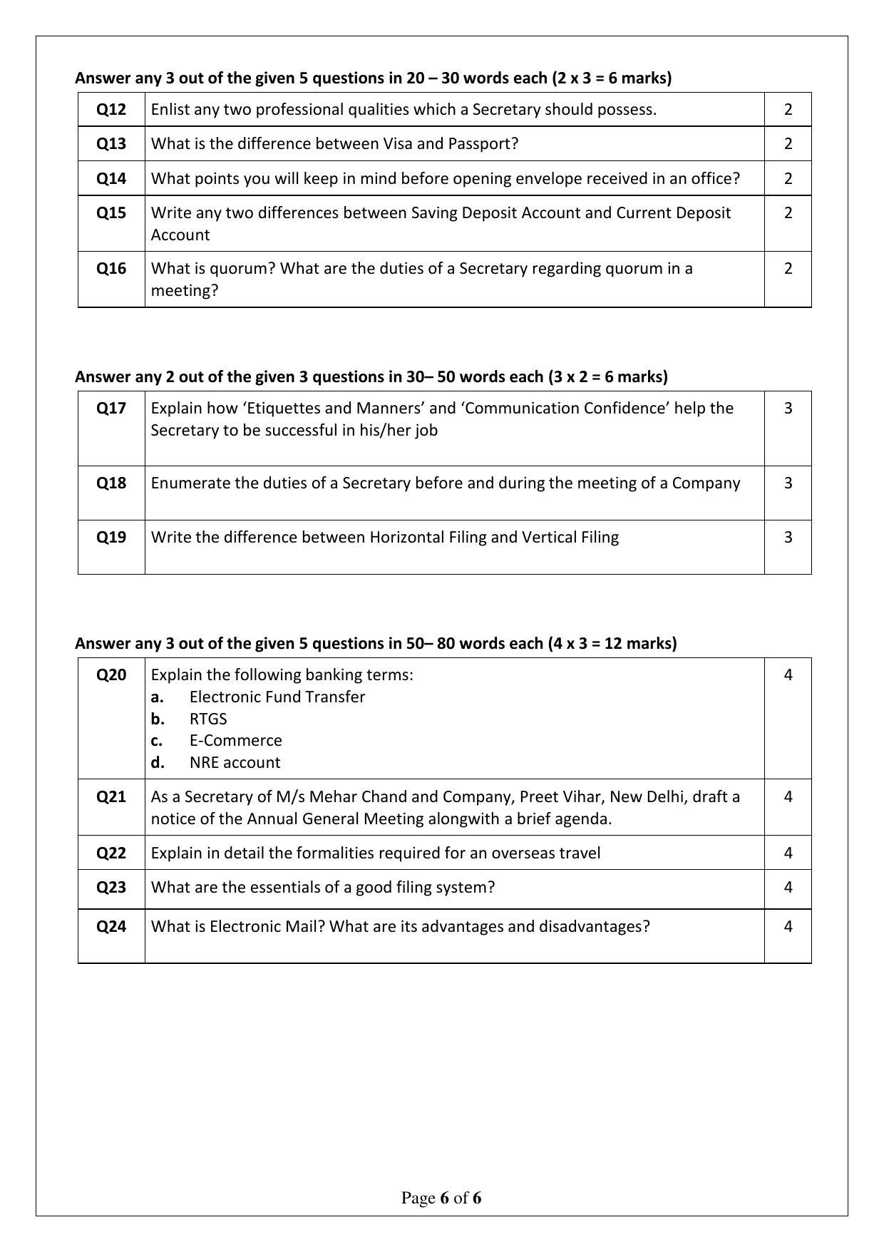 CBSE Class 10 Office Procedures & Practices (Skill Education) Sample Papers 2023 - Page 6