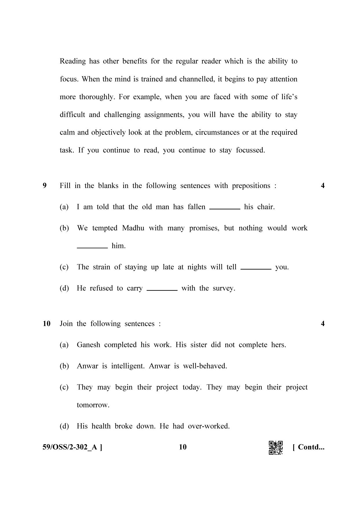 NIOS October 2019 Class 12 English (SET A) Question Paper - Page 10