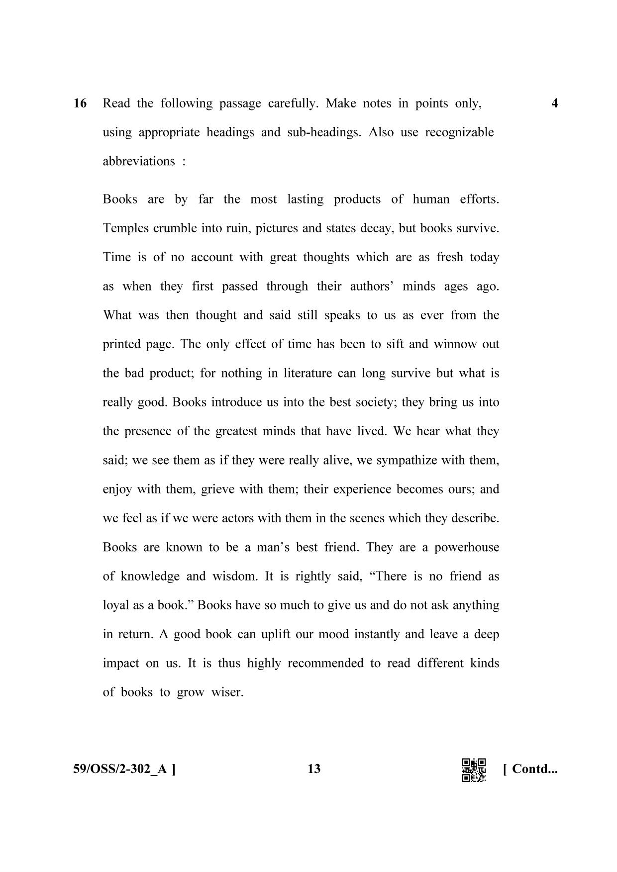 NIOS October 2019 Class 12 English (SET A) Question Paper - Page 13