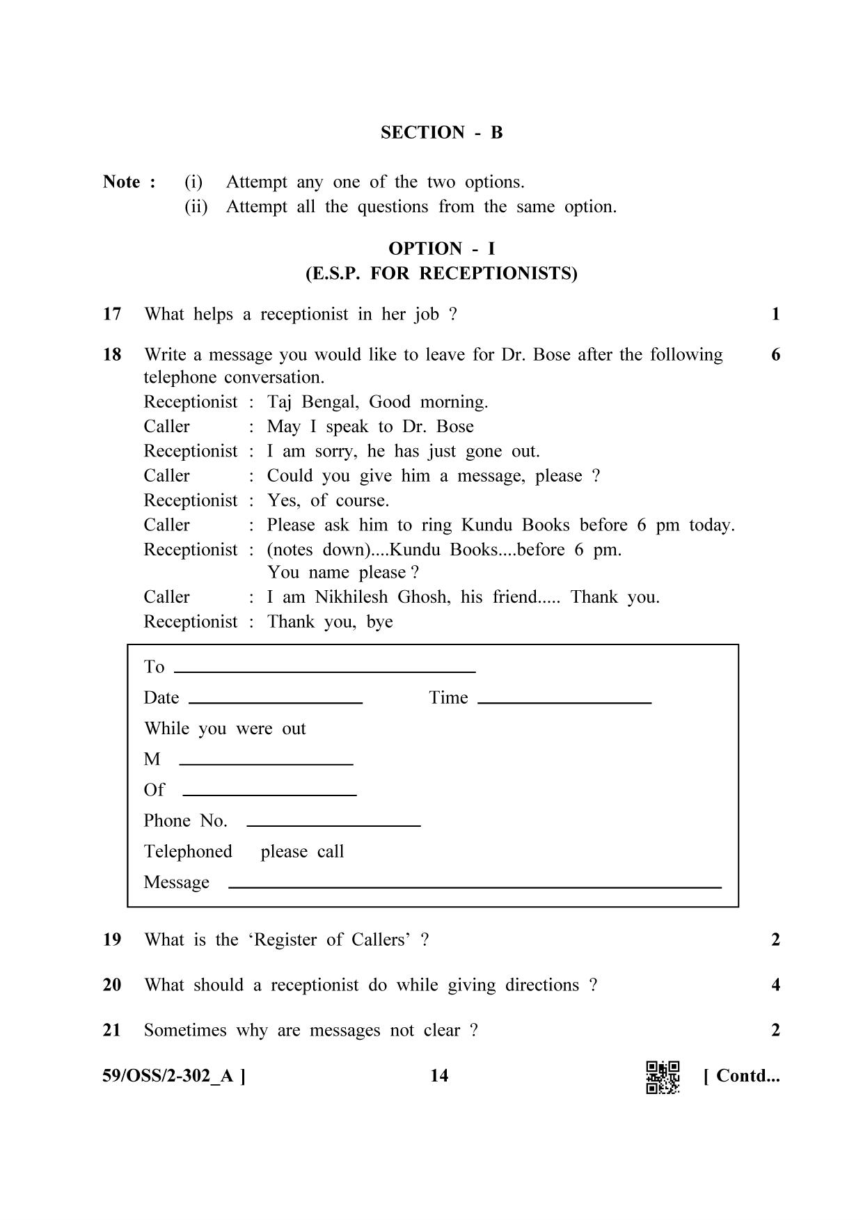 NIOS October 2019 Class 12 English (SET A) Question Paper - Page 14
